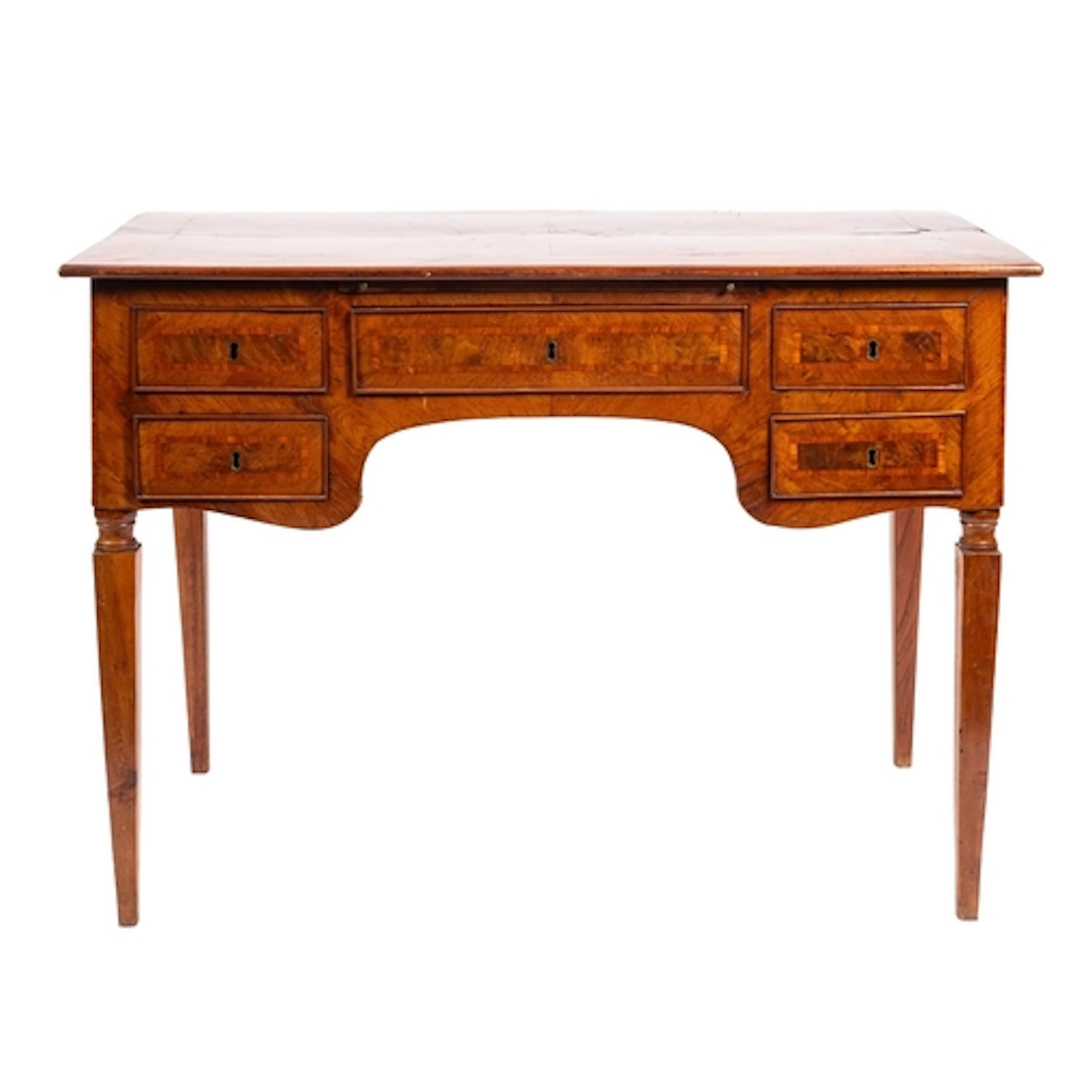 A Continental, probably Dutch walnut, crossbanded and parque...