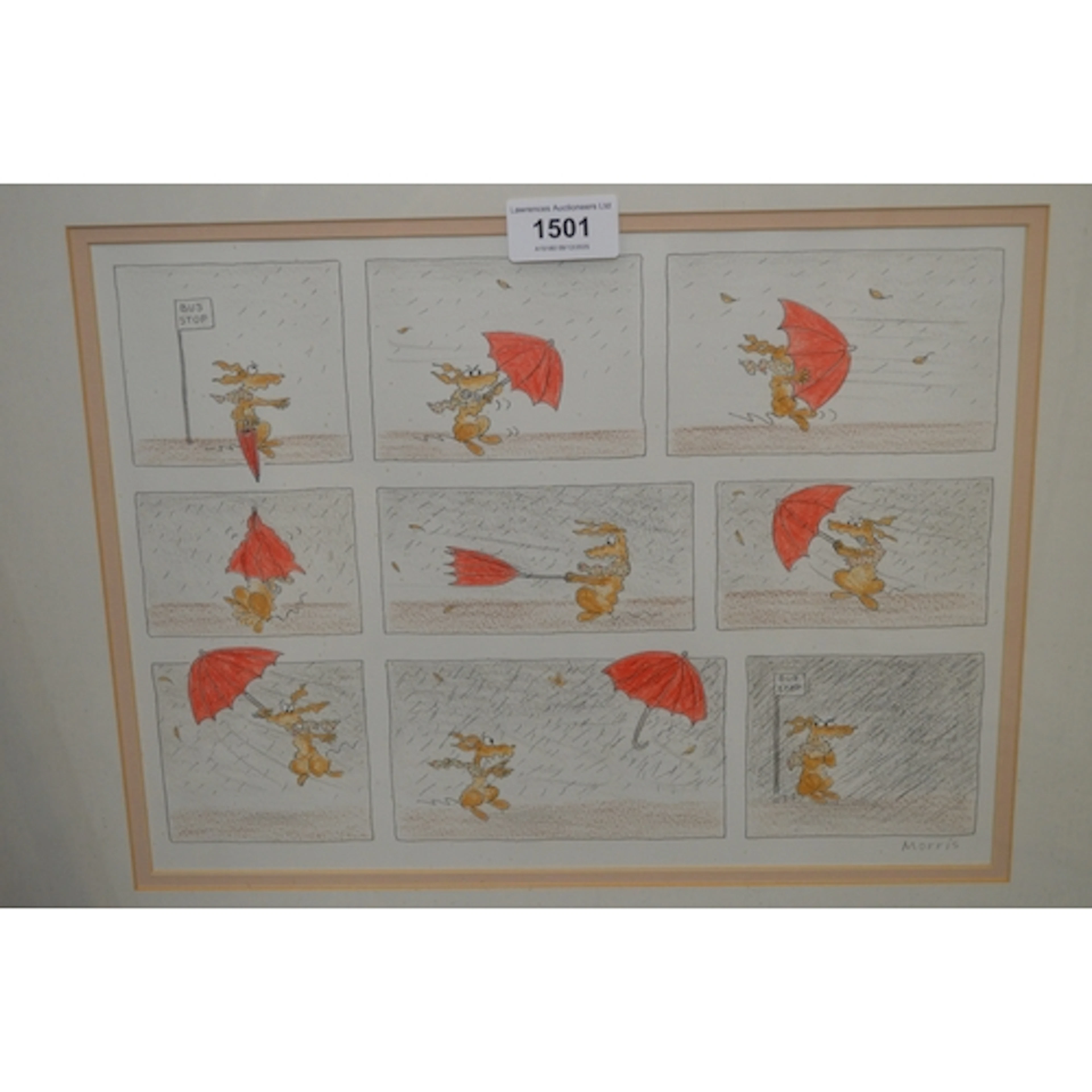 Sarah Morris, series of cartoon drawings in a single frame, ...