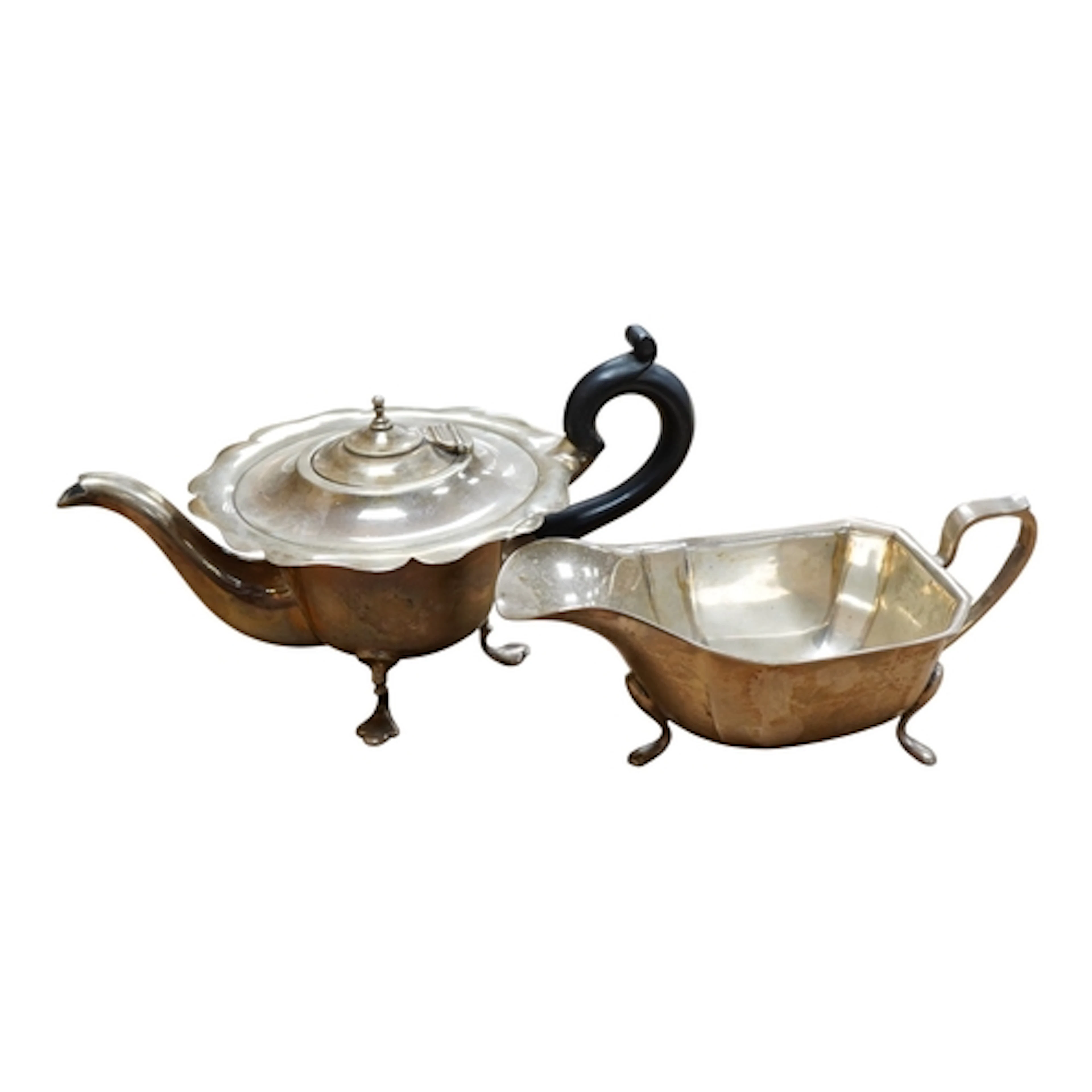 A George V silver bachelor's teapot, Birmingham, 1911, toget...