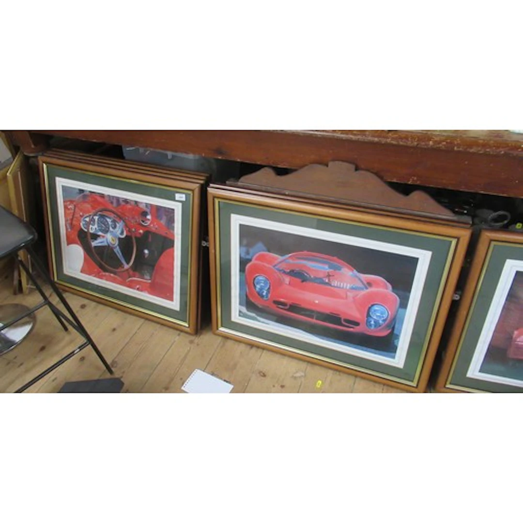 A collection of photographs of Ferraris