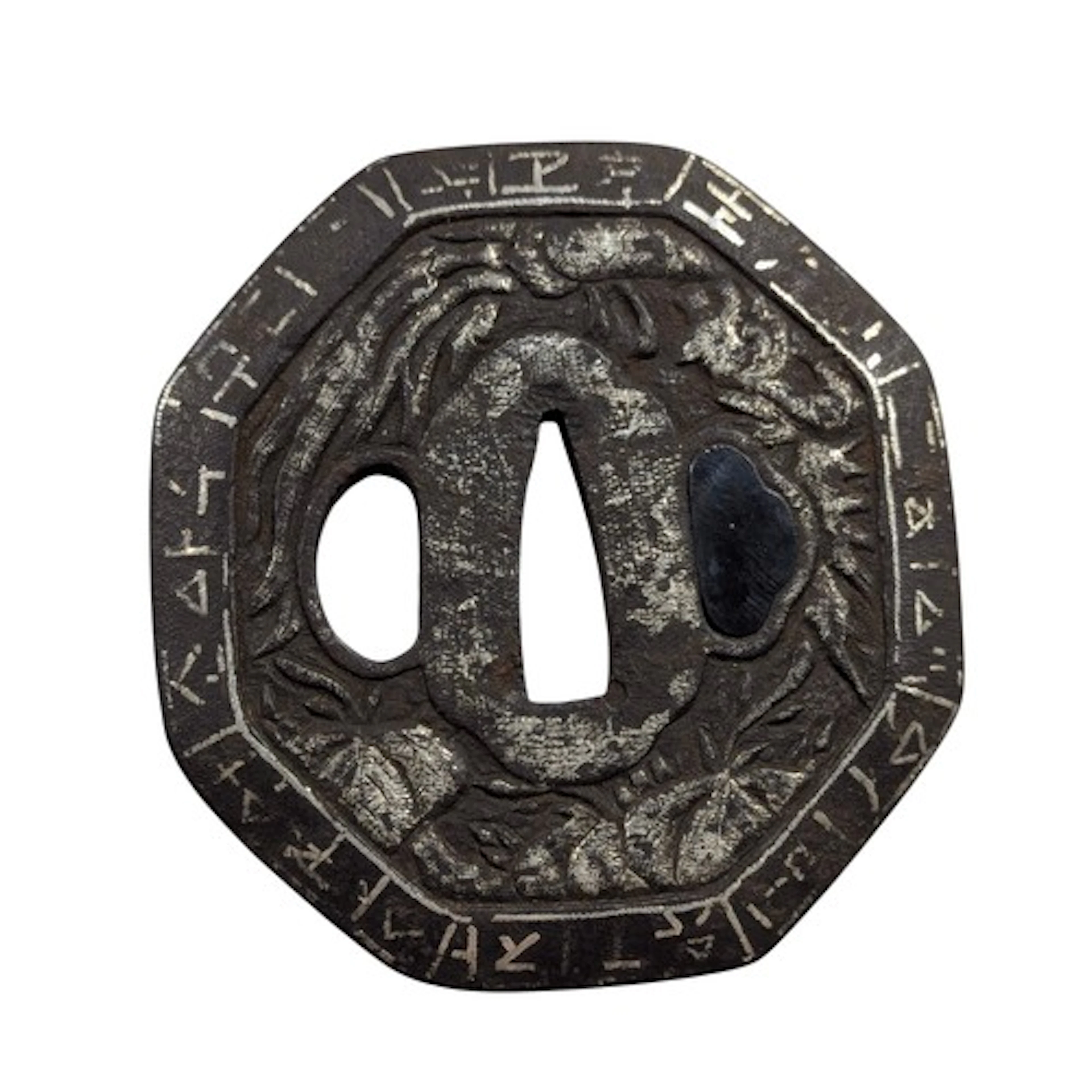 Edo Period Japanese Style Kiyou Toujin Tsuba, constructed fr...