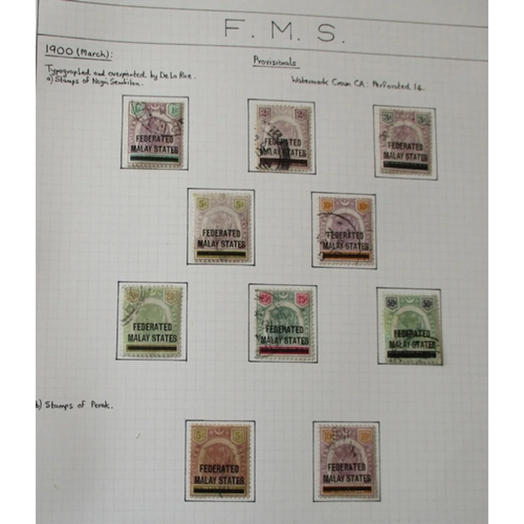 Malayan States. A used collection in an SG Plymouth album wi...
