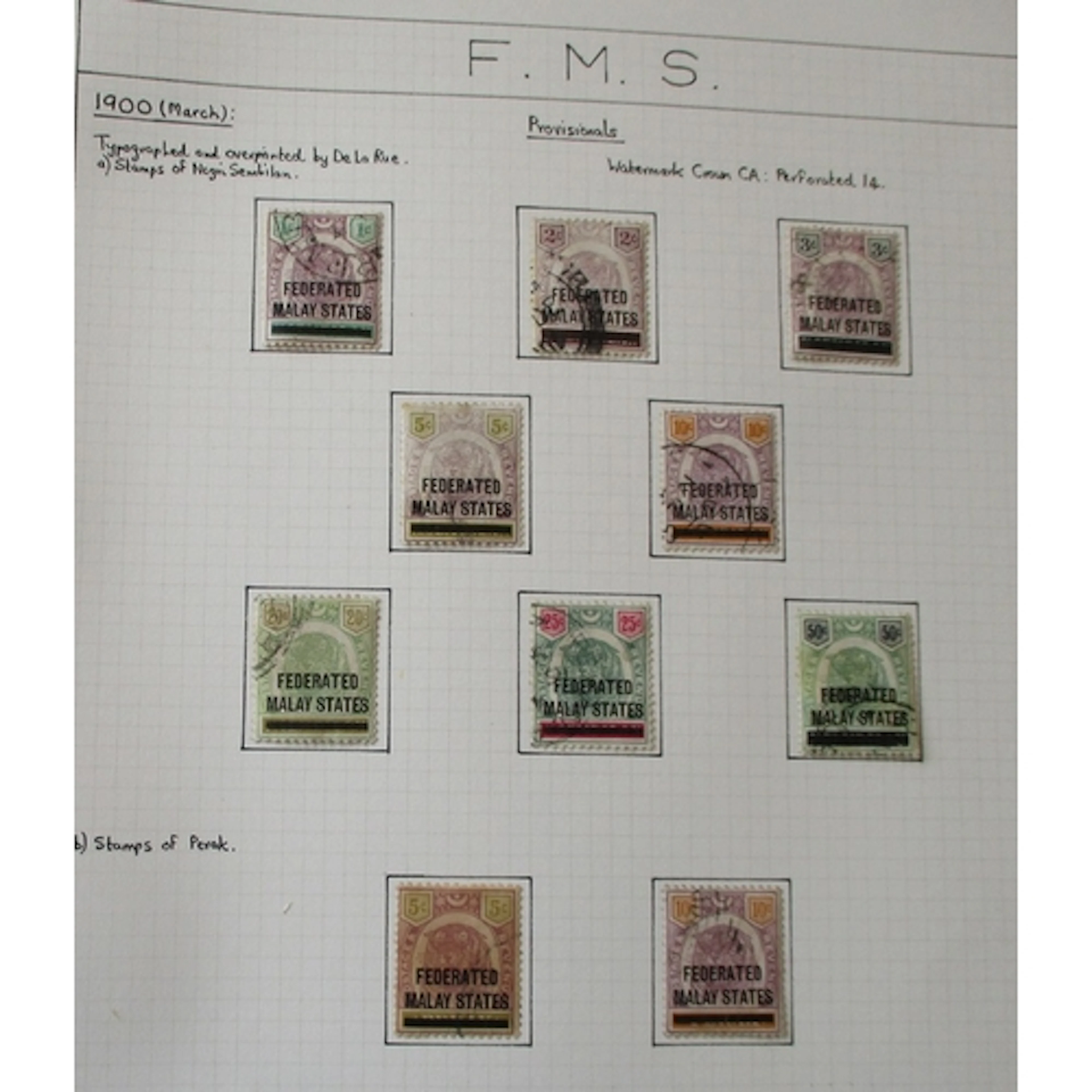 Malayan States. A used collection in an SG Plymouth album wi...