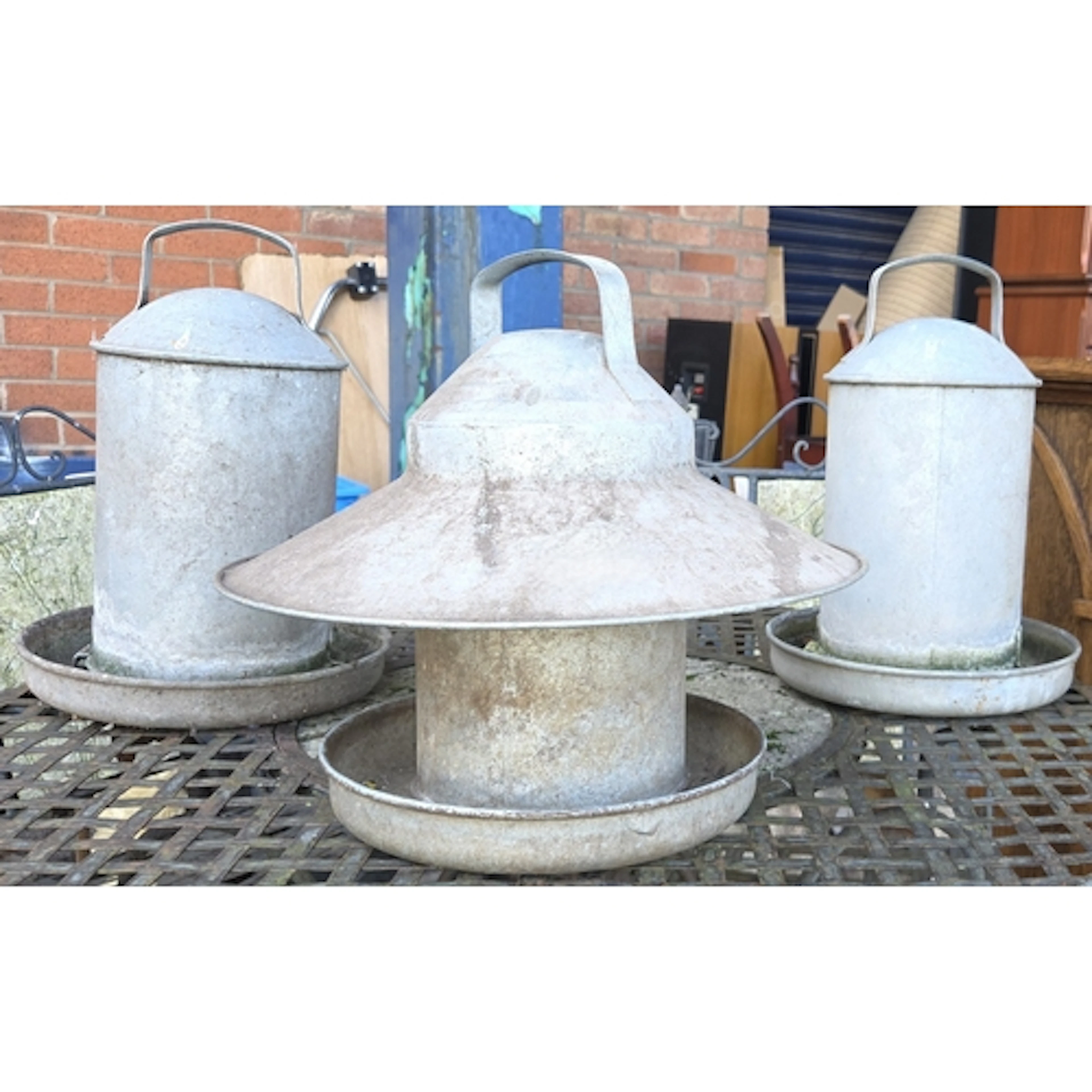 Tin-Zinc chicken feeder and water cans.