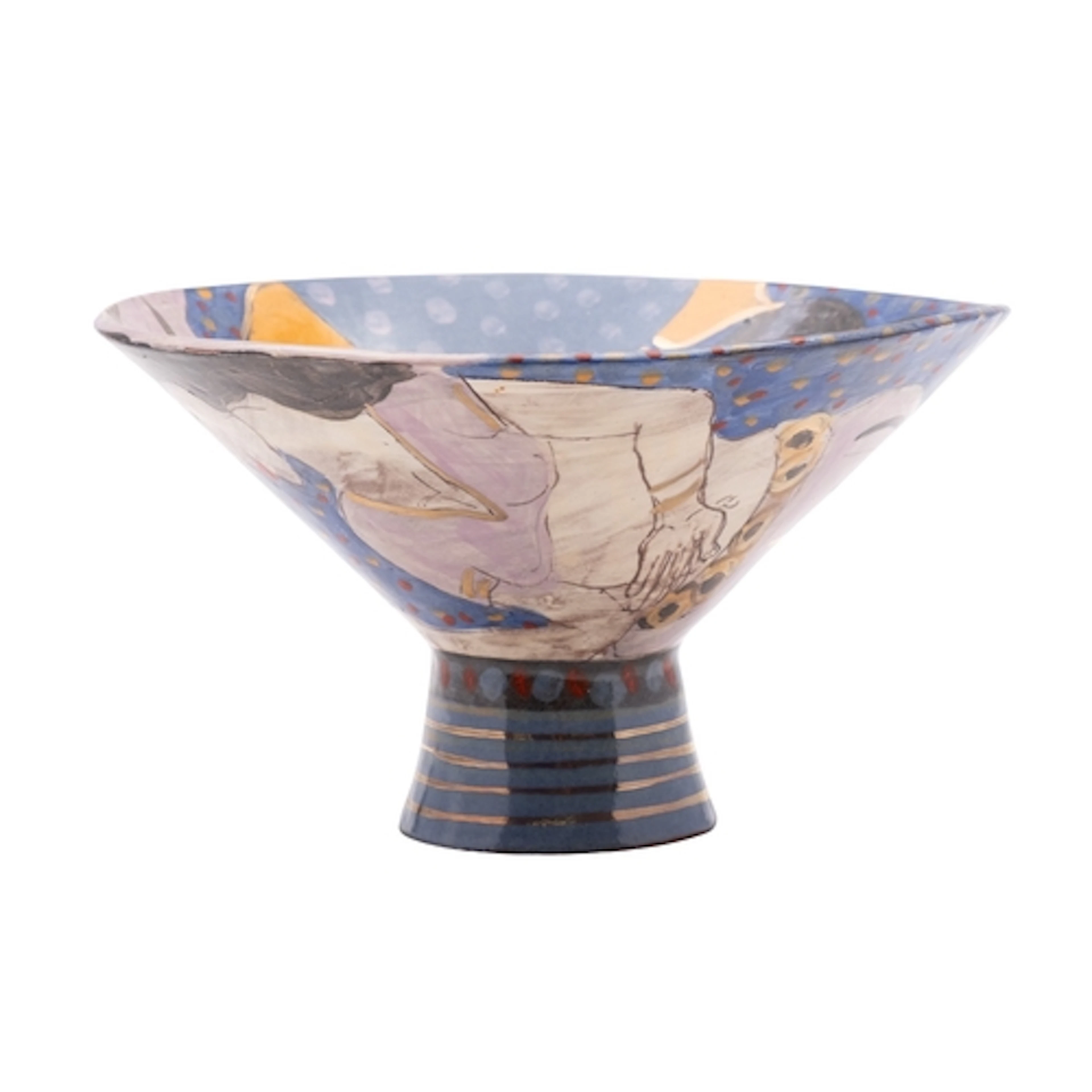 Karen Atherley [b 1961] a terracotta pedestal bowl incised a...