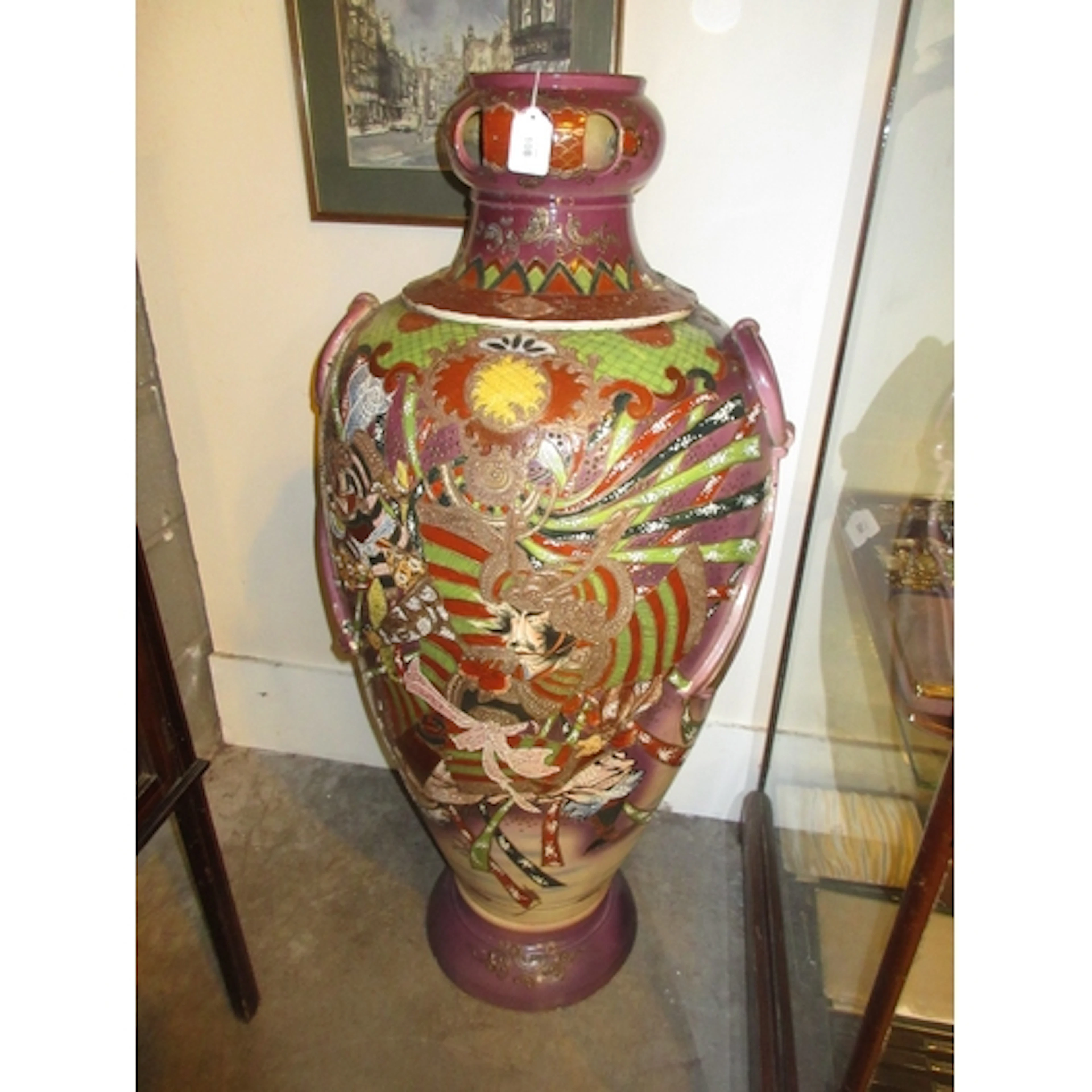 Large Japanese Satsuma Pottery Vase, 111cm, with losses and ...