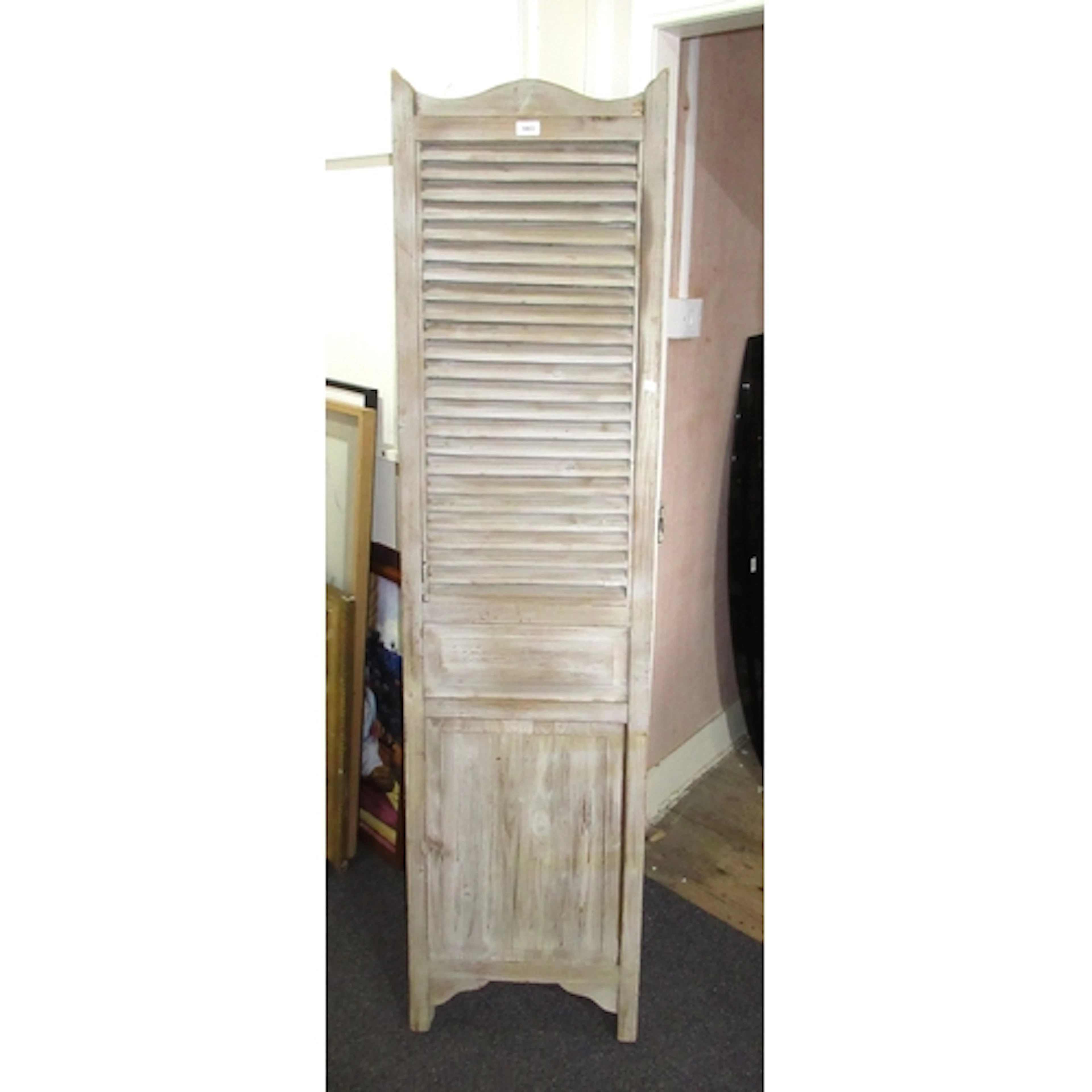 Three fold cream painted louvre folding screen