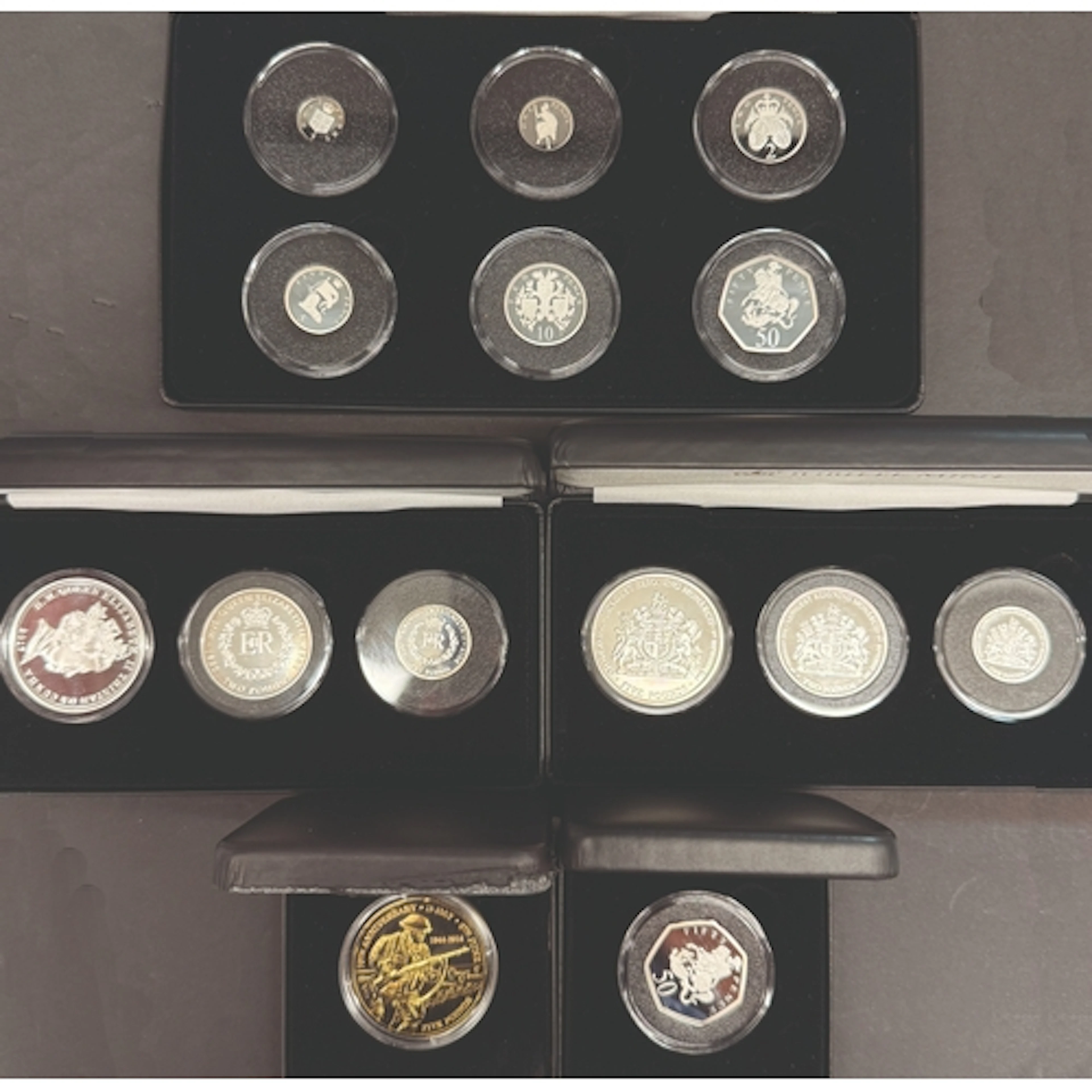 A collection of 14 Tristan da Cunha silver proof coins, incl...