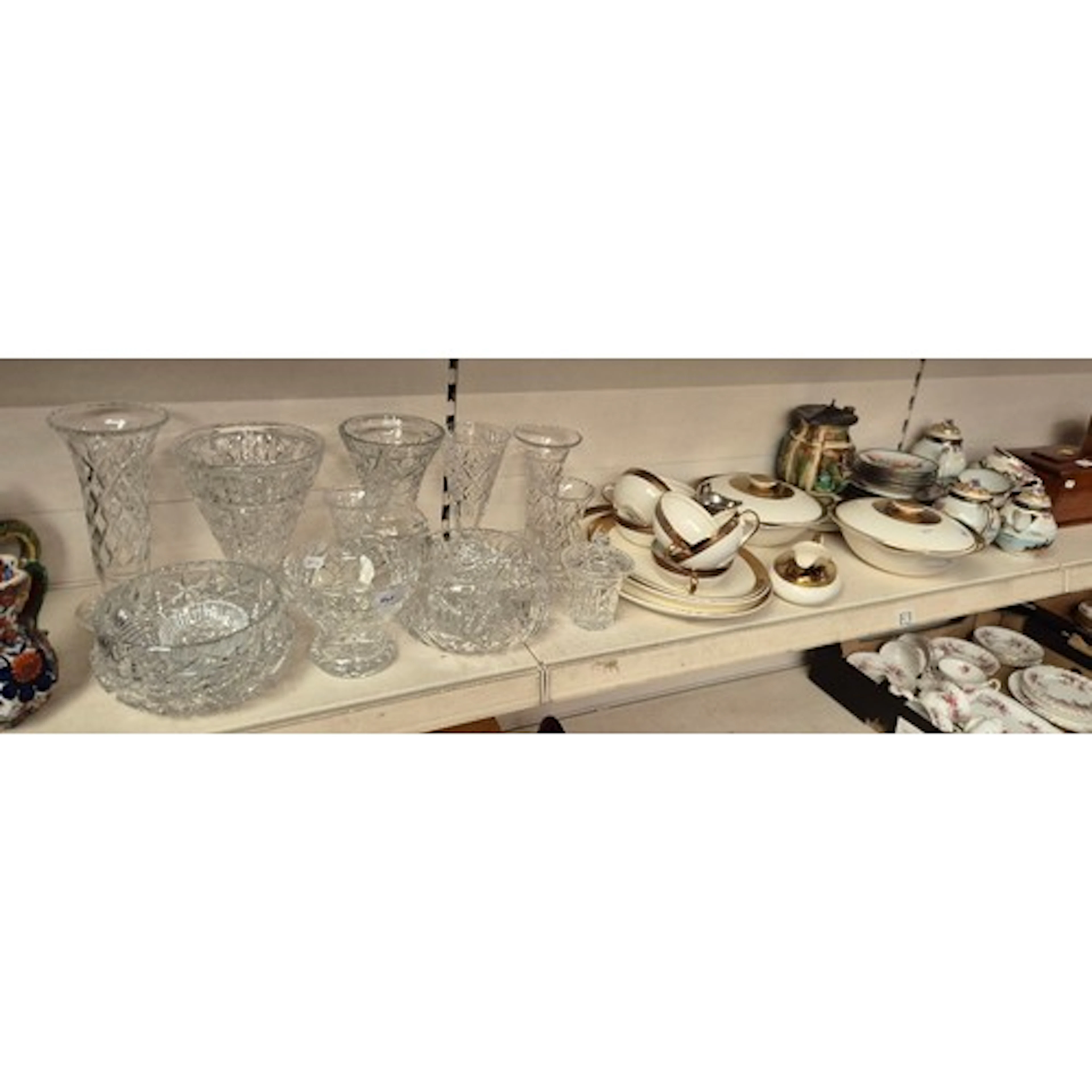 A quantity of cut glass and china.