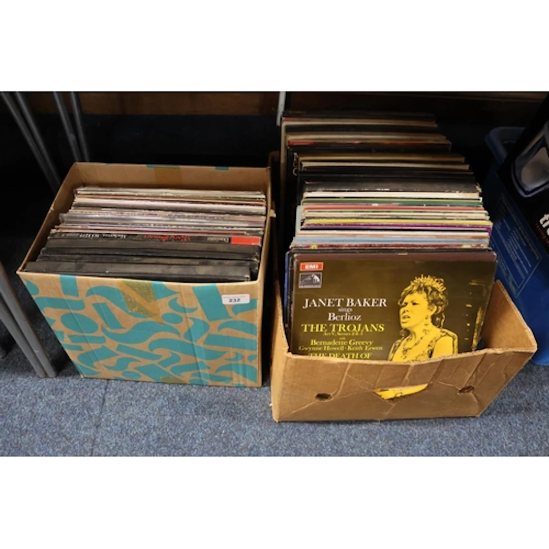 Two boxes containing records to include classical box sets, ...