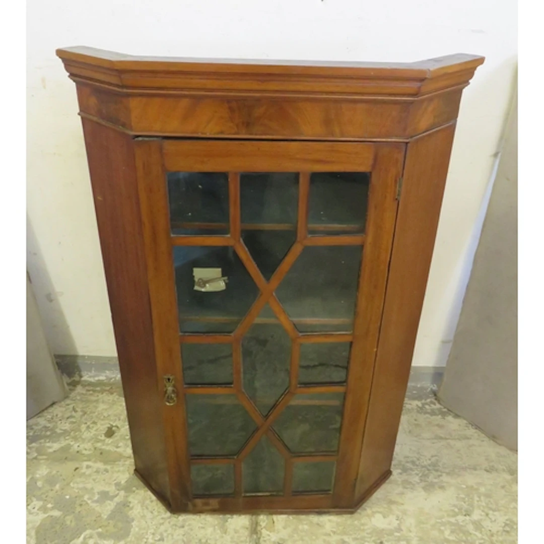 Walnut Veneered Corner Cabinet with 3 internal shelves with ...