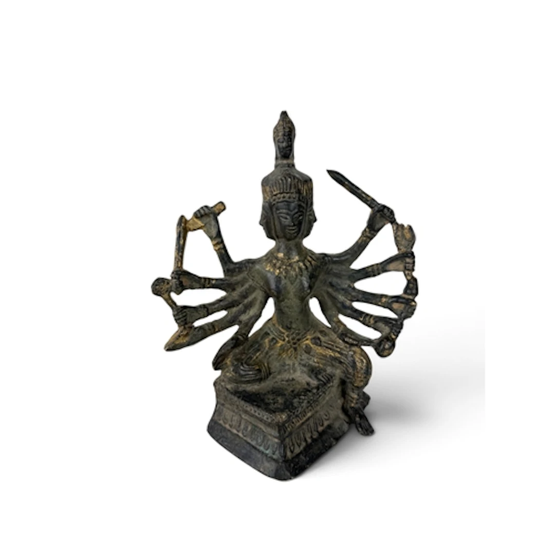 AN INDIAN 19TH CENTURY BRONZE FIGURE OF KALI THE GODDESS OF ...