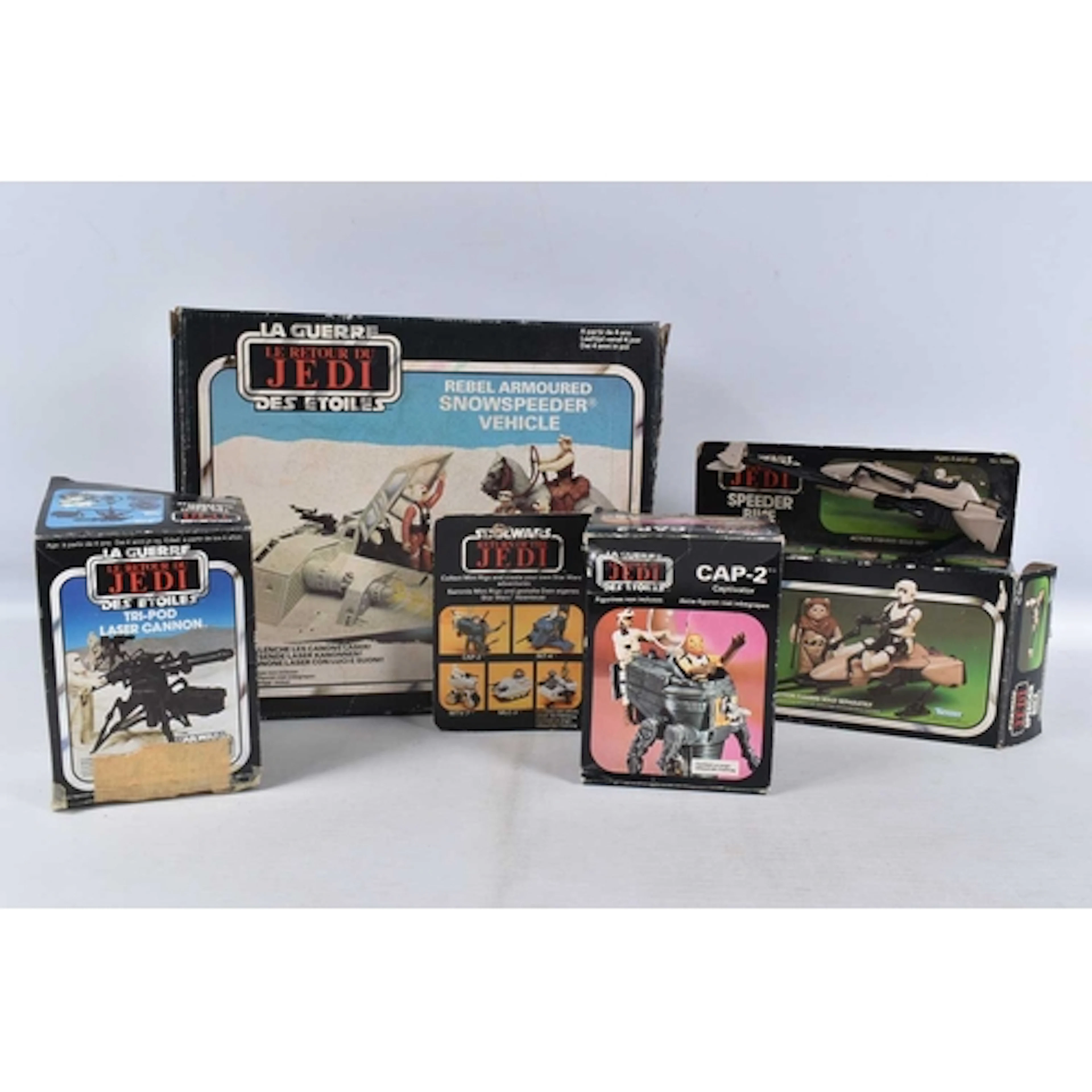 FOUR BOXED VINTAGE STAR WARS RETURN OF THE JEDI VEHICLES AND...