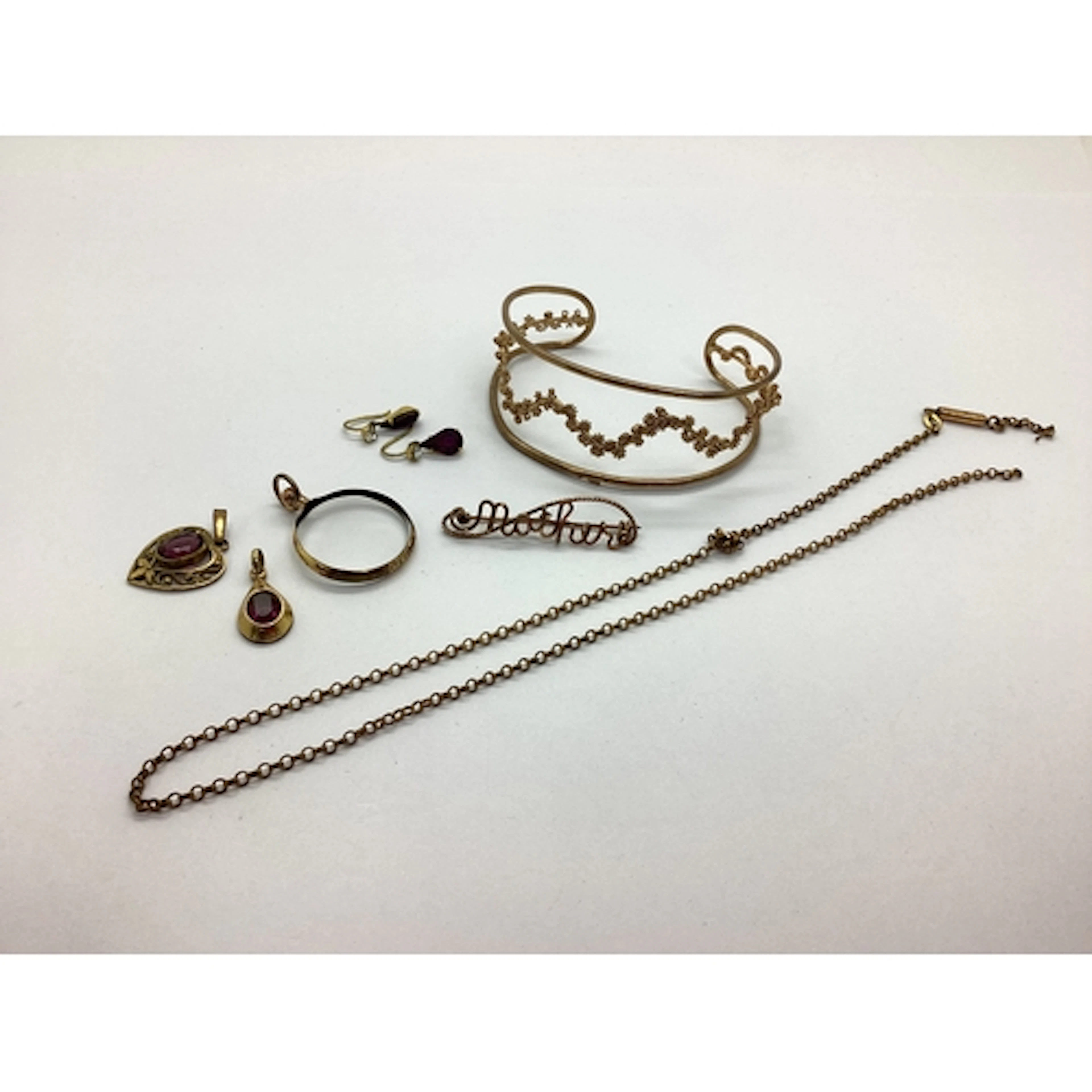 A Wide Openwork Bangle, (damaged / incomplete), a single sto...