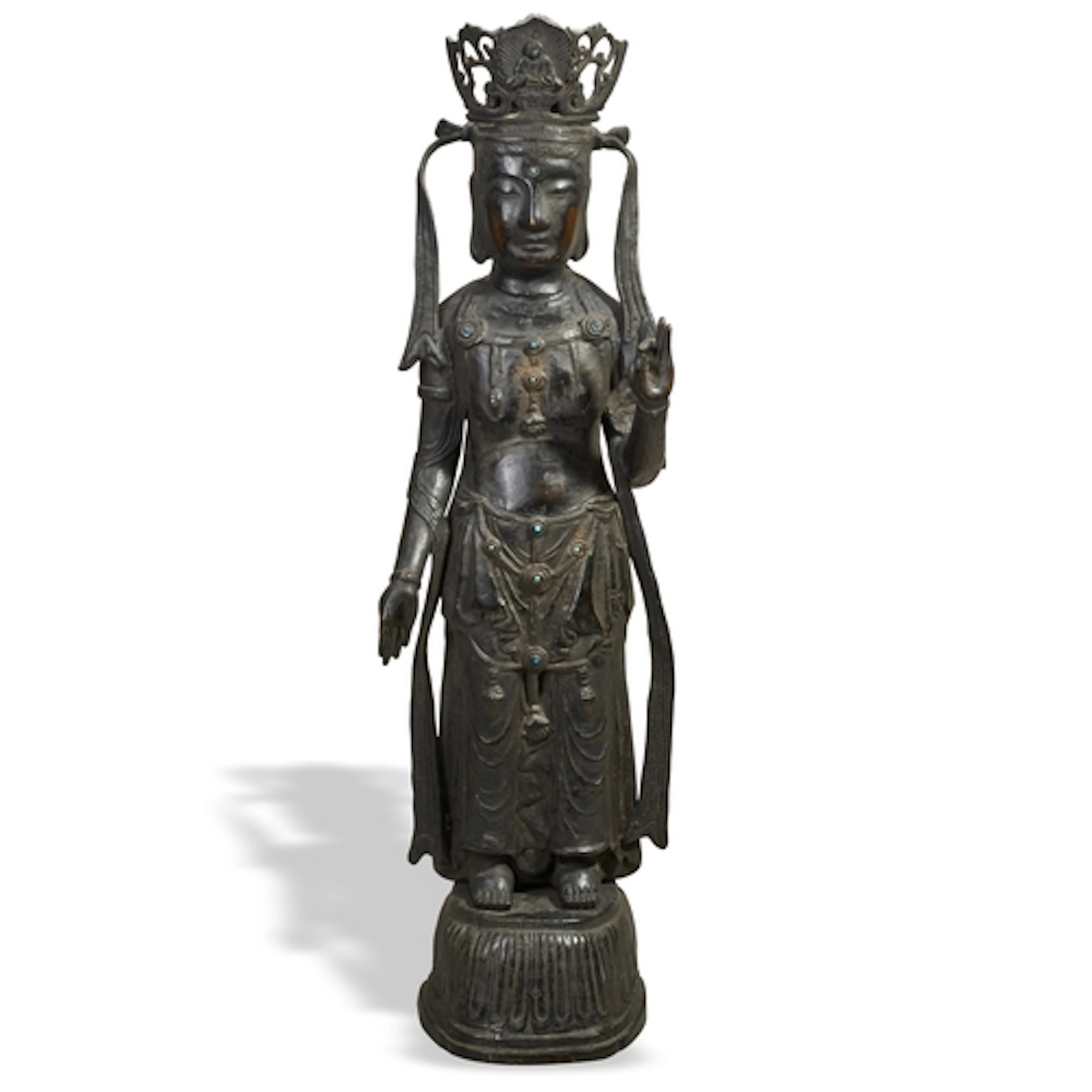 A RARE BRONZE FIGURE OF GUANYIN, GWAN-EUM KOREAN, 18TH CENTU...