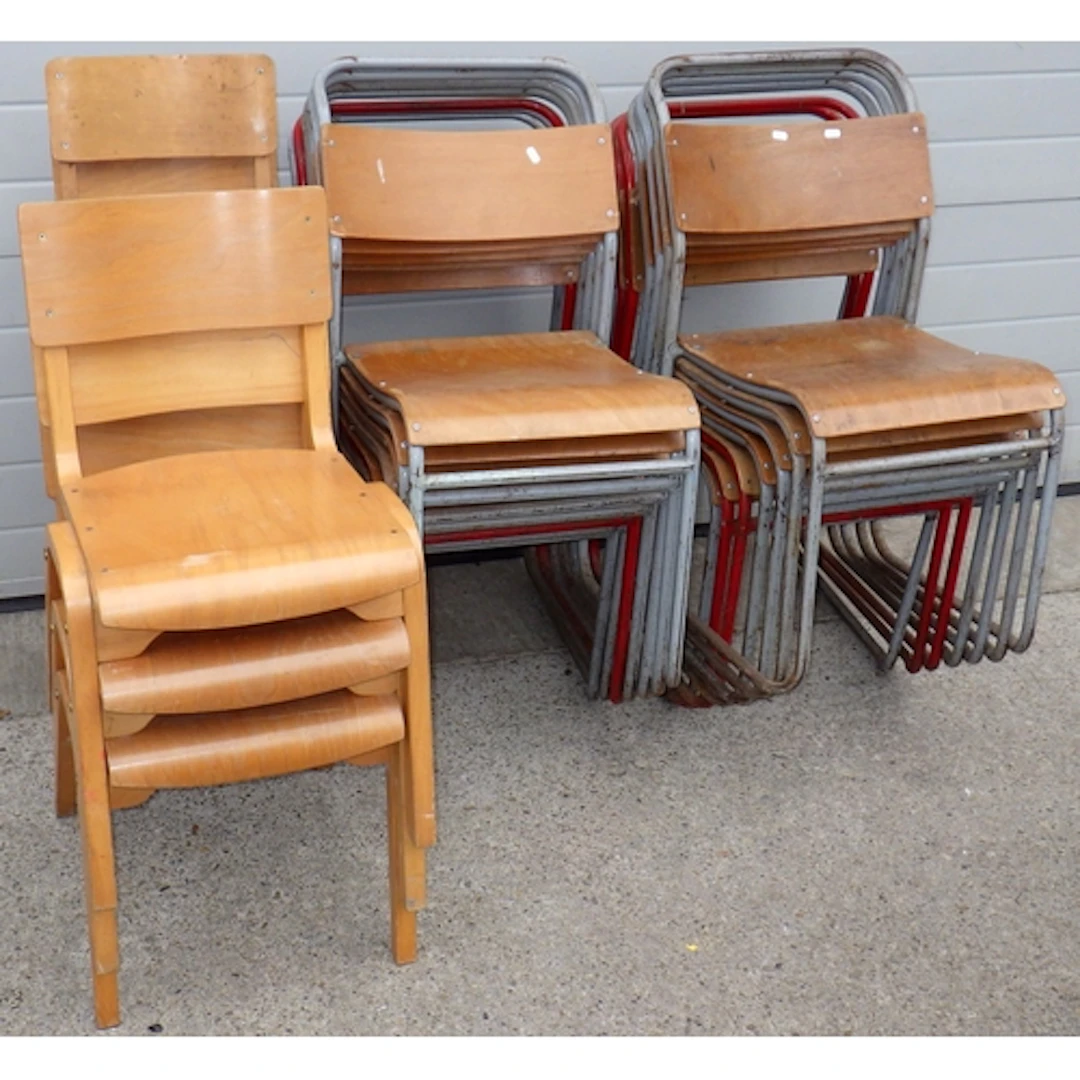 A qty of stacking chairs (3 sizes) (a/f)