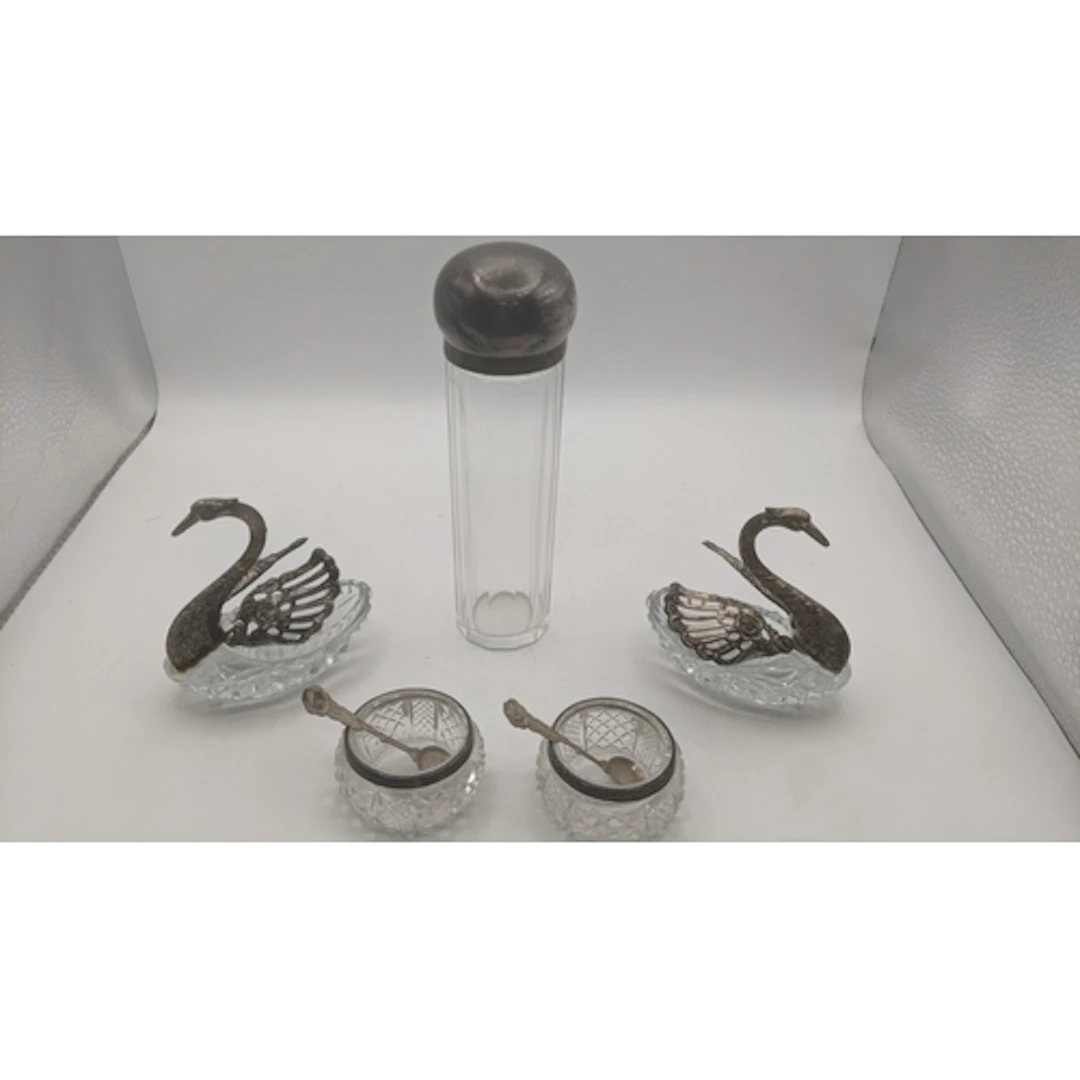 Silver collectables to include a silver topped dressing tabl...