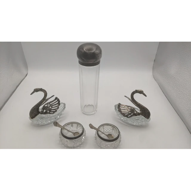 Silver collectables to include a silver topped dressing tabl...