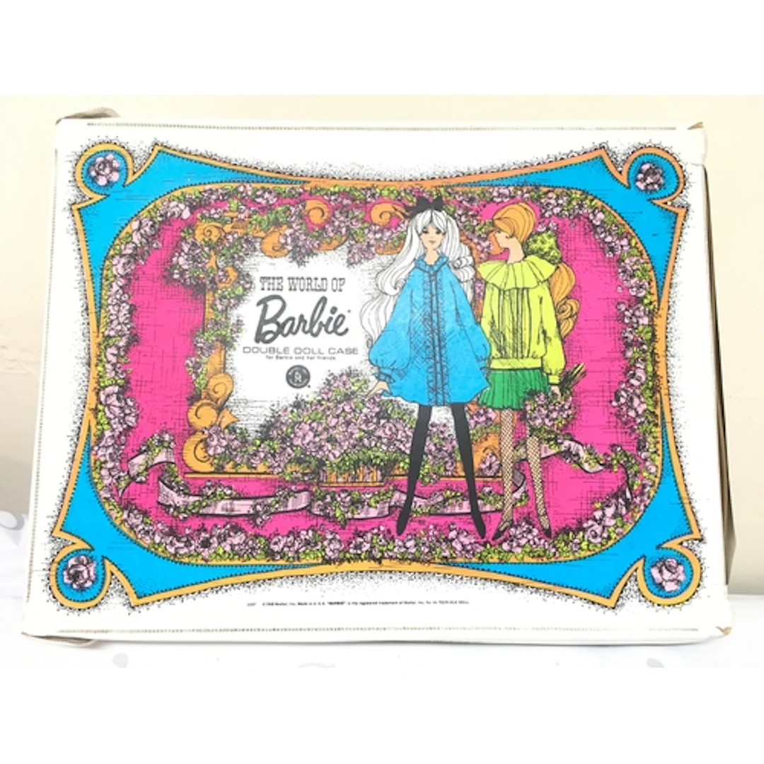 A Vintage Barbie Double Doll Case Containing A 2 Dolls And C...