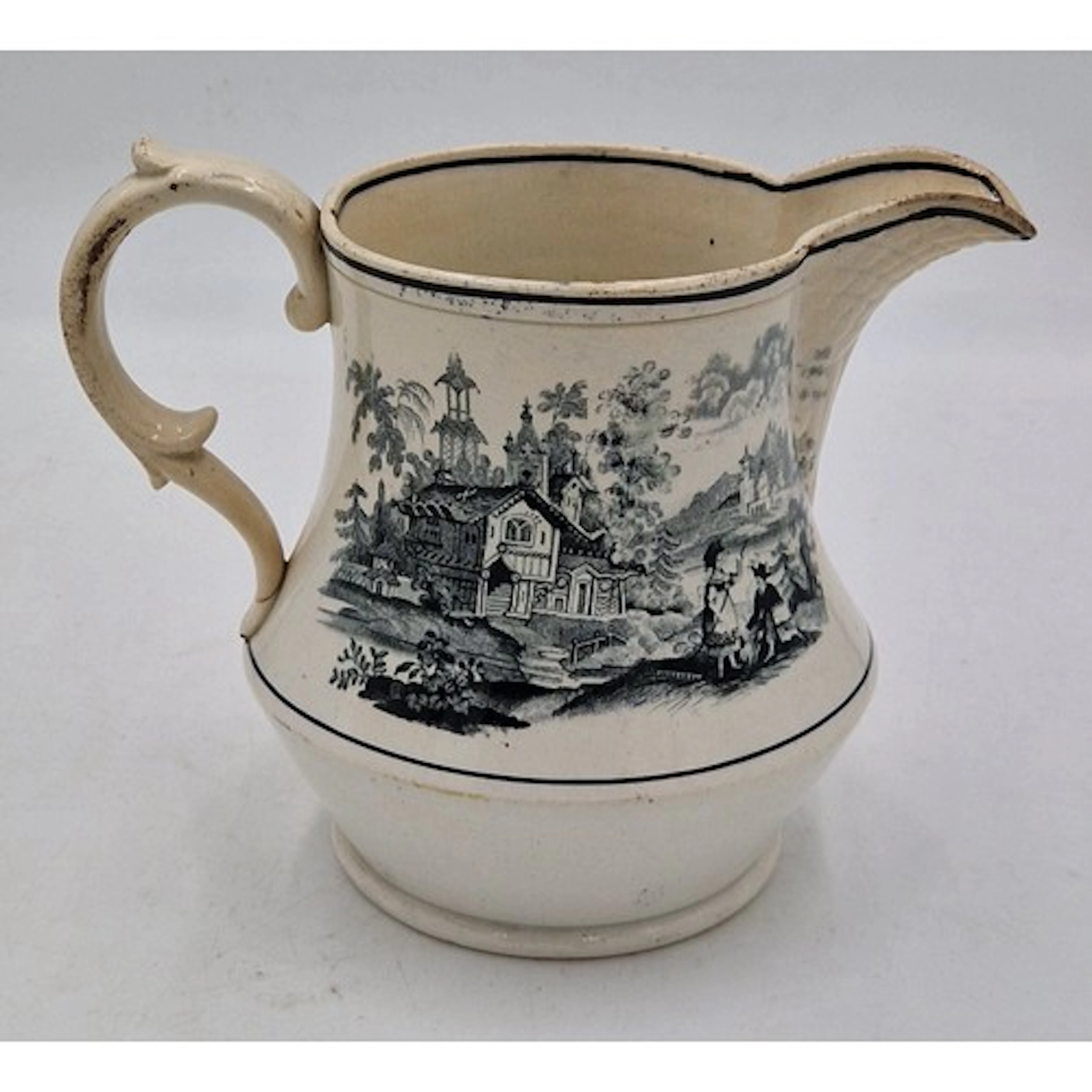 An early 19th century black and white transfer printed Swans...