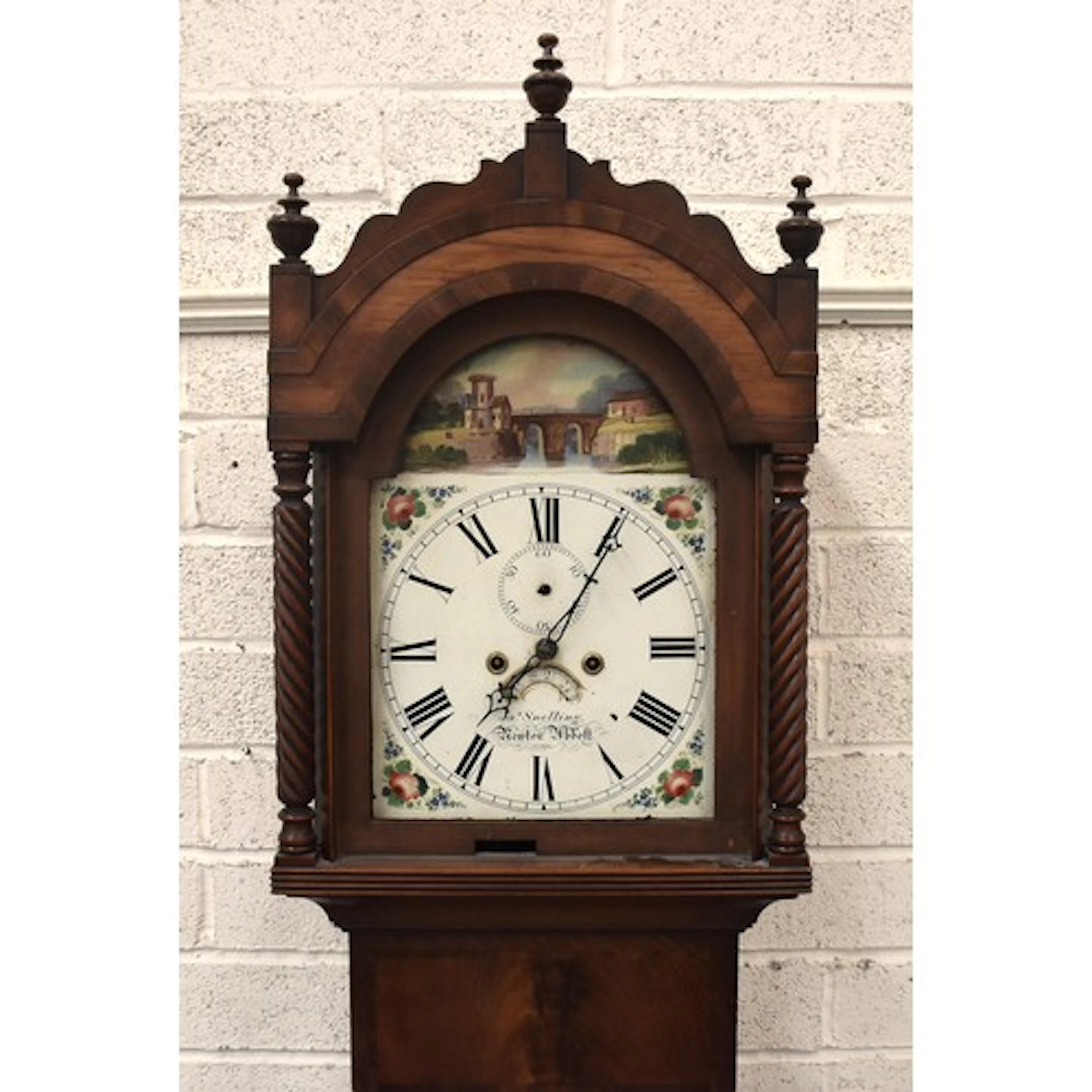 A 19th century mahogany long-case clock, the arched painted ...