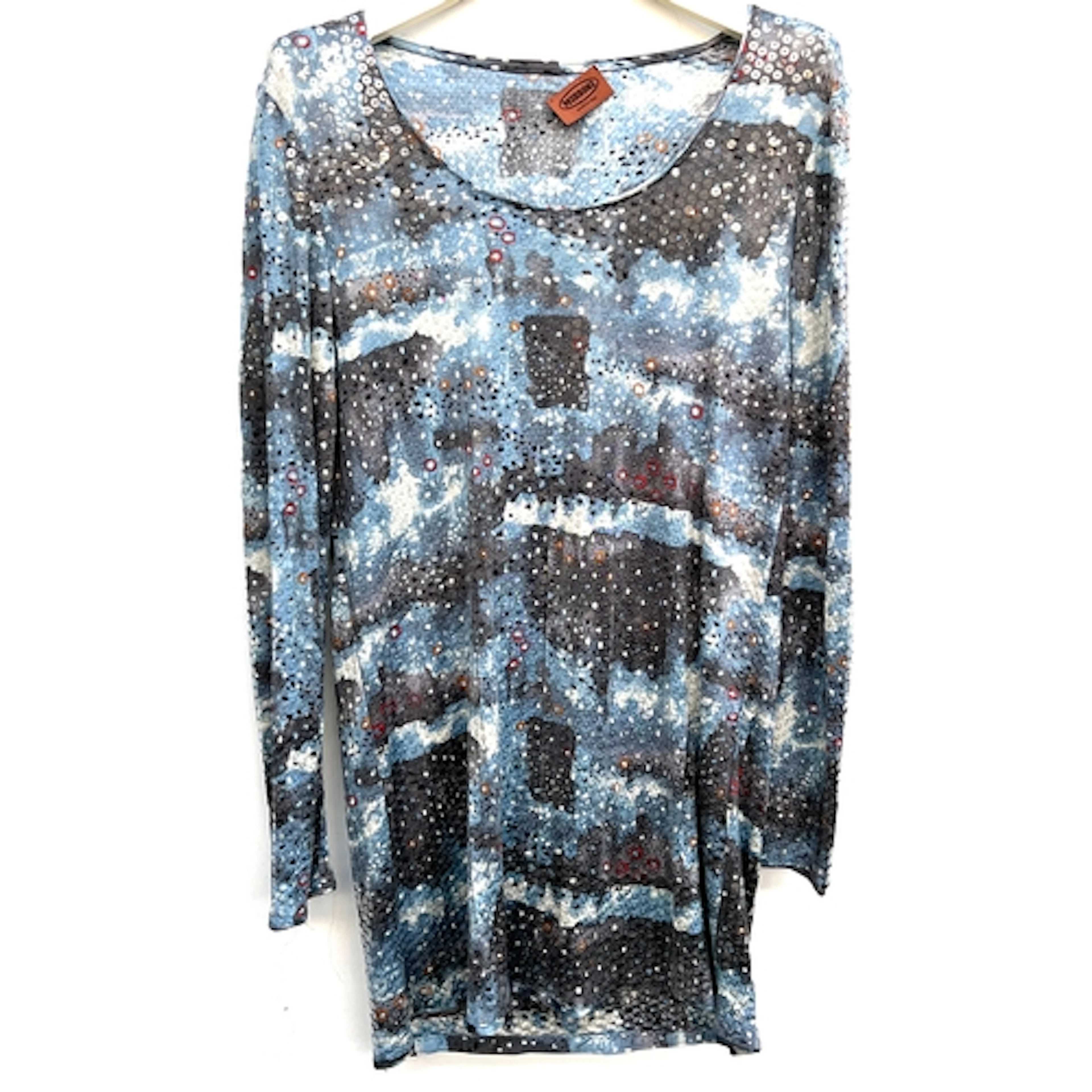 A Missoni blue and white silk and clear sequin long sleeved ...