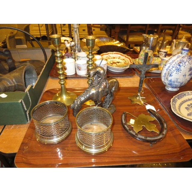 Selection of Brasswares, Crucifix, Trivet and a Model of an ...