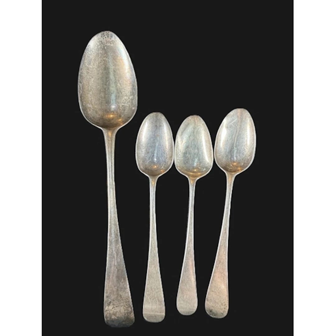 A Georgian tablespoon, bottom marks unclear; a part set of 3...