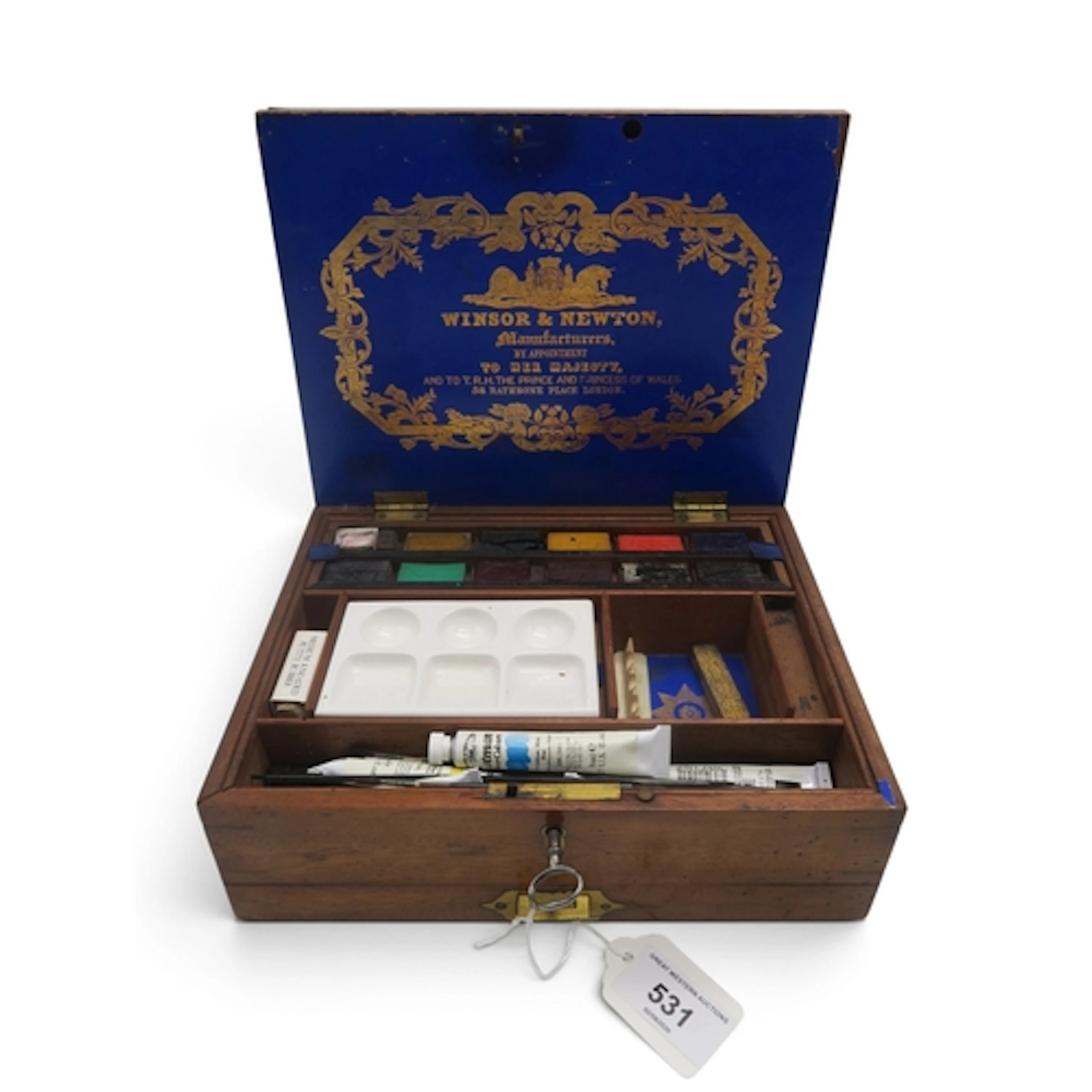 A Victorian mahogany artist's paintbox by Winsor & Newto...