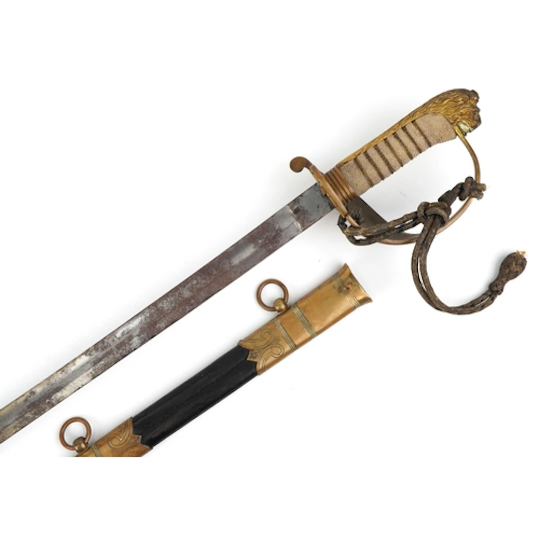 British military naval dress sword and scabbard having wire ...