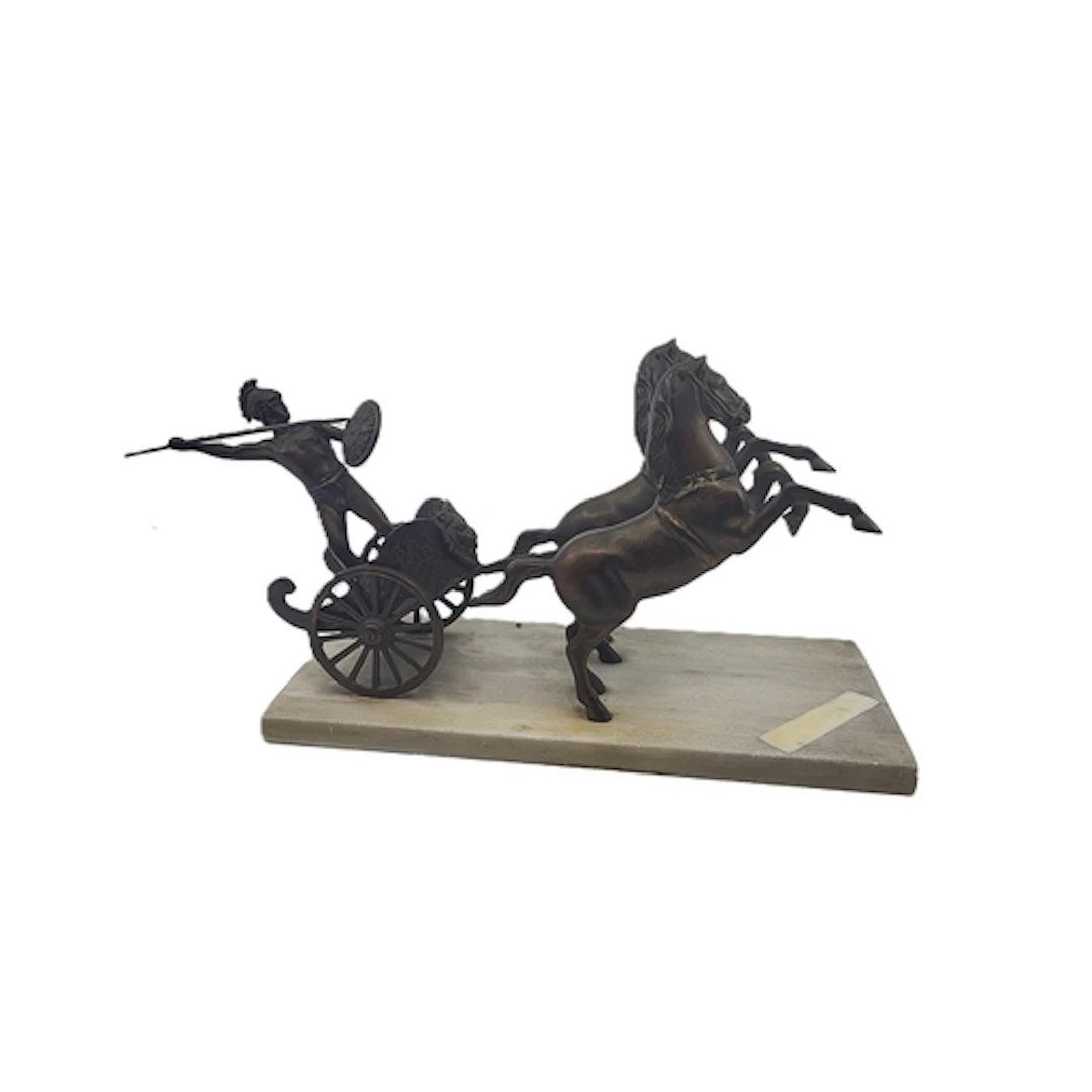 A MODERN ERA CHARIOT GROUP, spelter raised on a rectangular ...