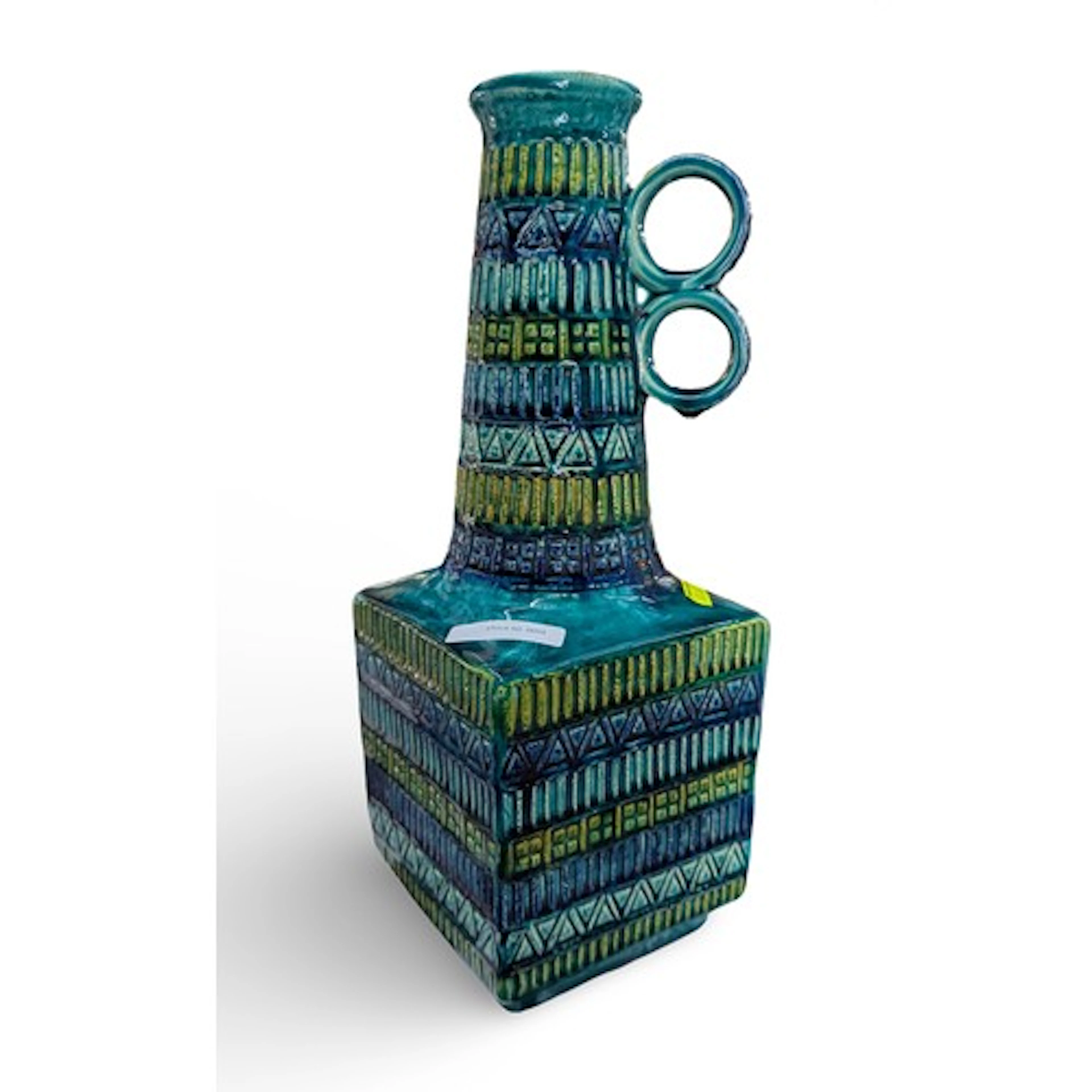 A Bay Keramik bottle vase with double ring handle and moulde...