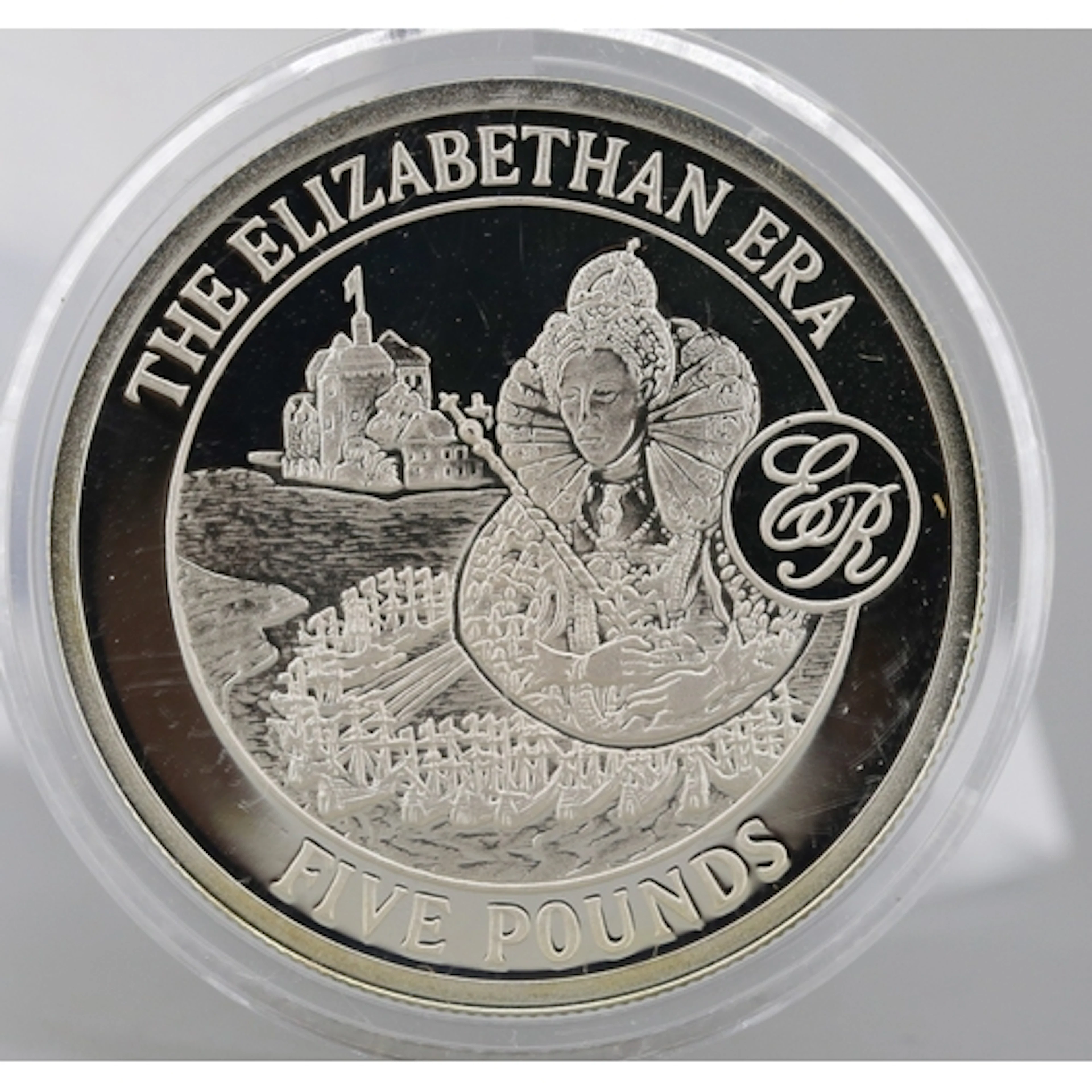 Sterling Silver Commemorative 5 Pounds Coin 'The Elizabethan...