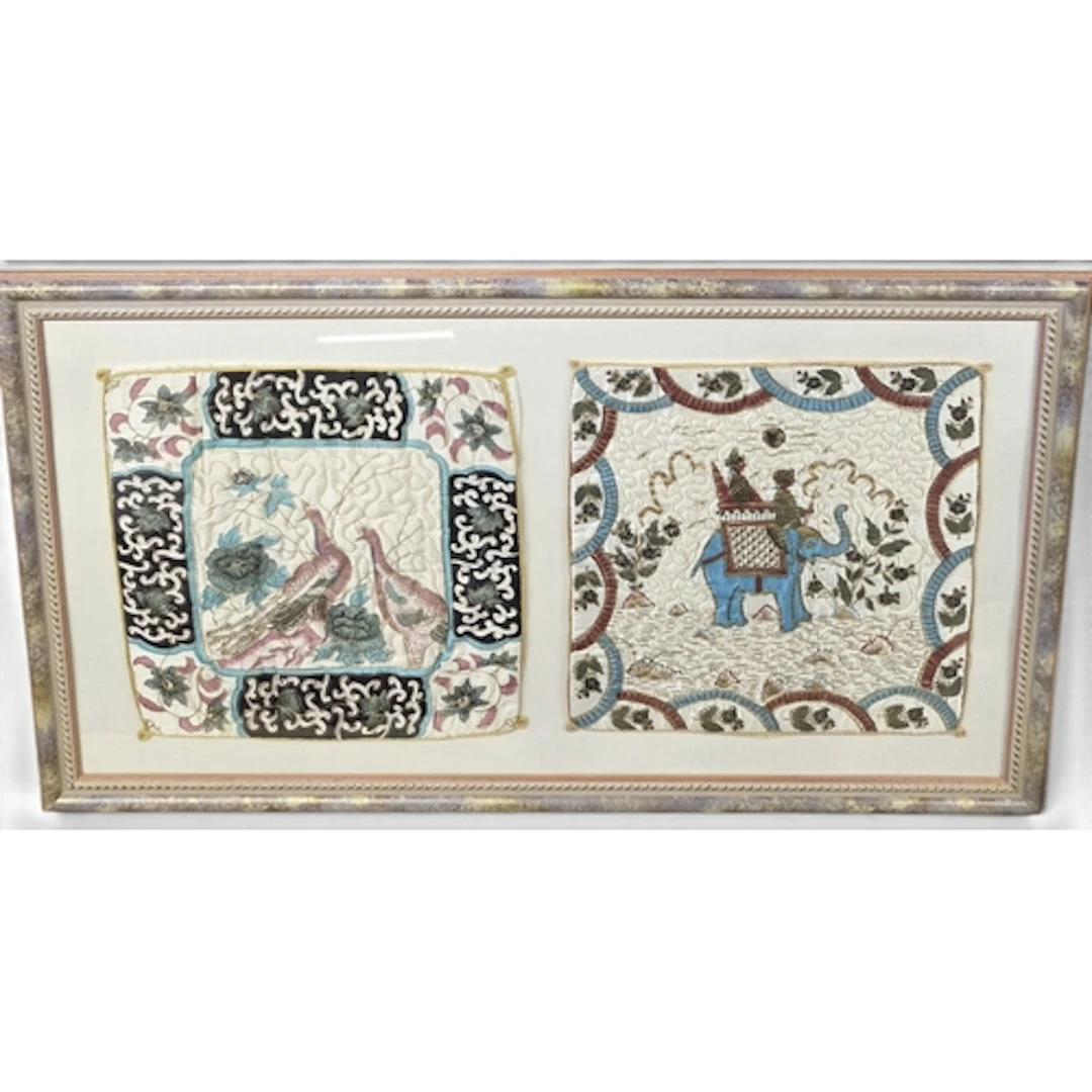 A good pair of framed Asian Silk pillow Covers.