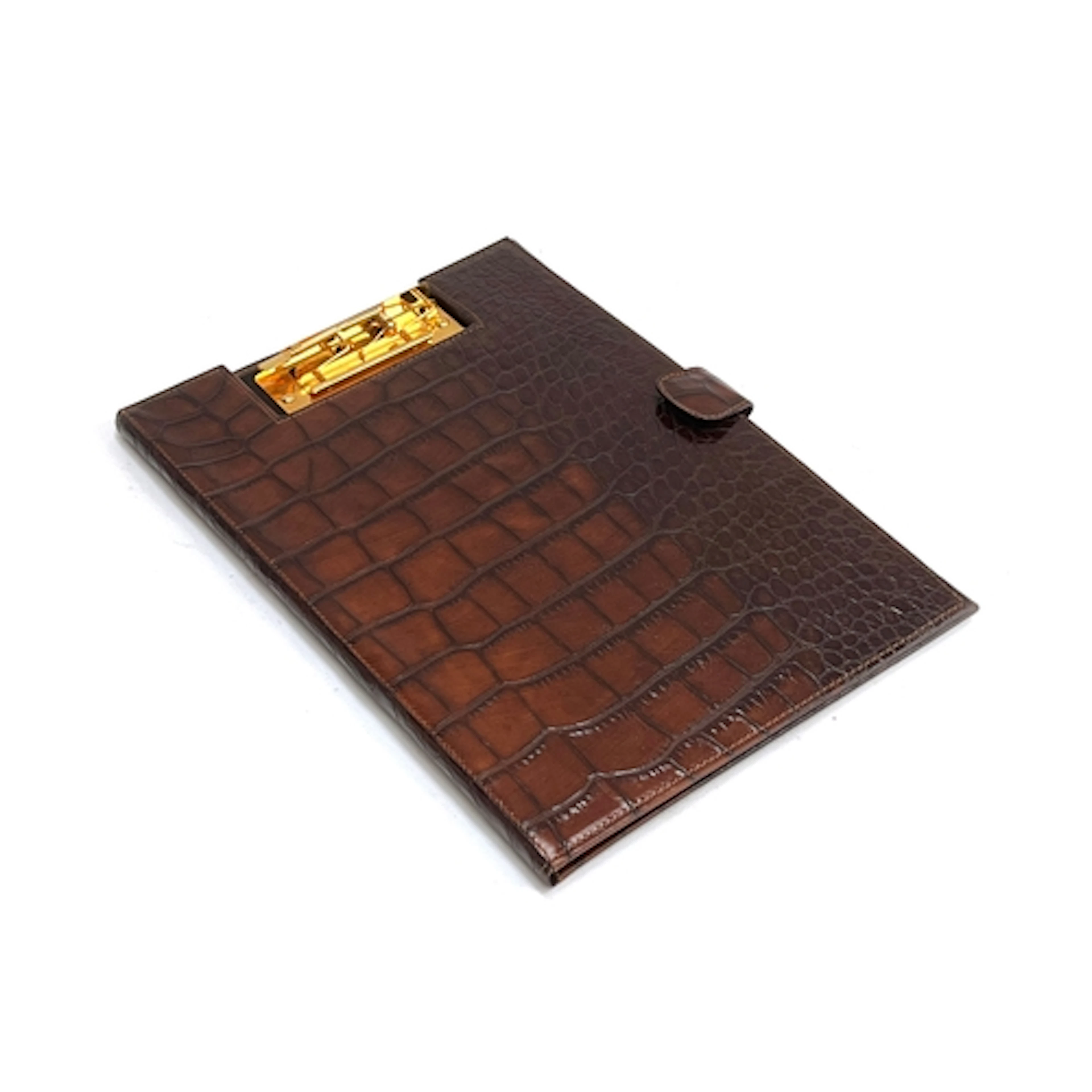 An Italian Rossi da Vinci crocodile leather clipboard