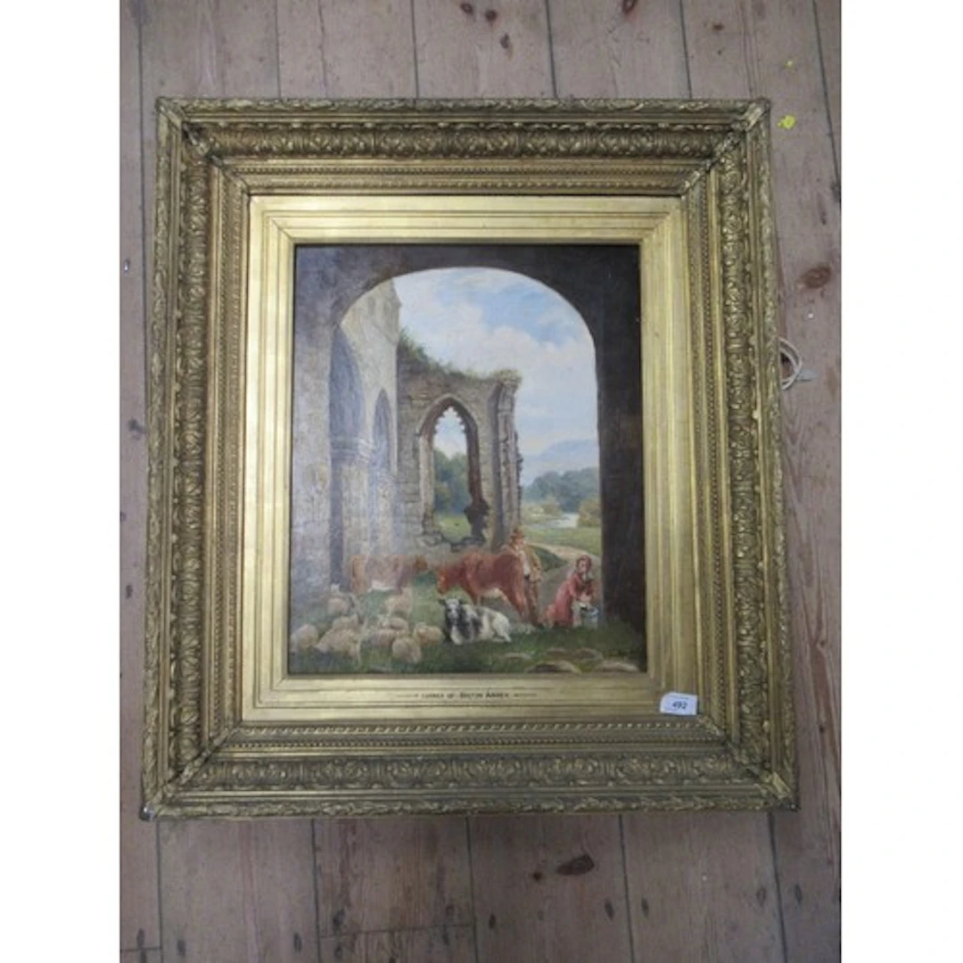 C.Richardson, oil on canvas, 'Corner of Bolton Abbey, 19ins ...