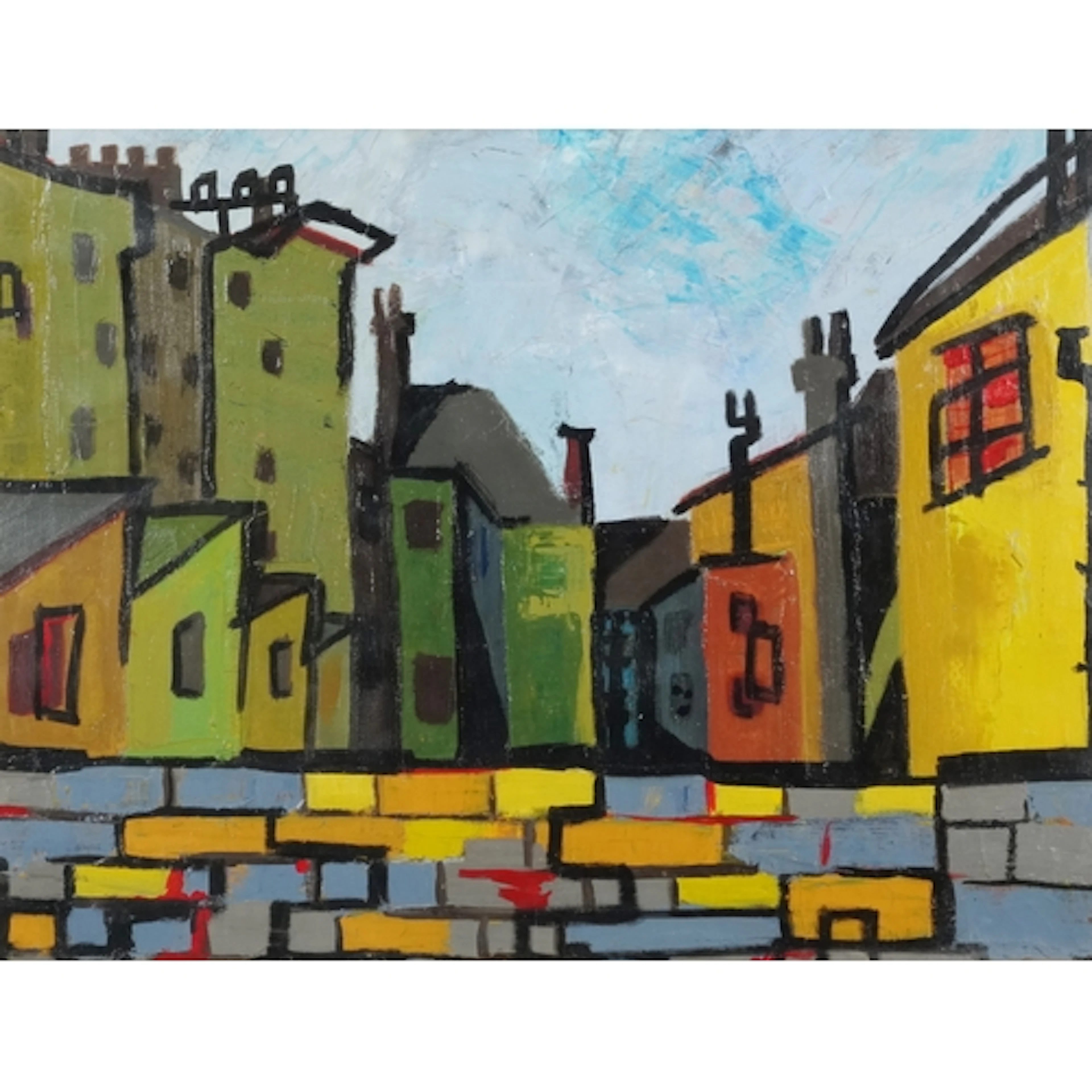 After Gabriele Münter - Street scene, 20th century oil on ca...