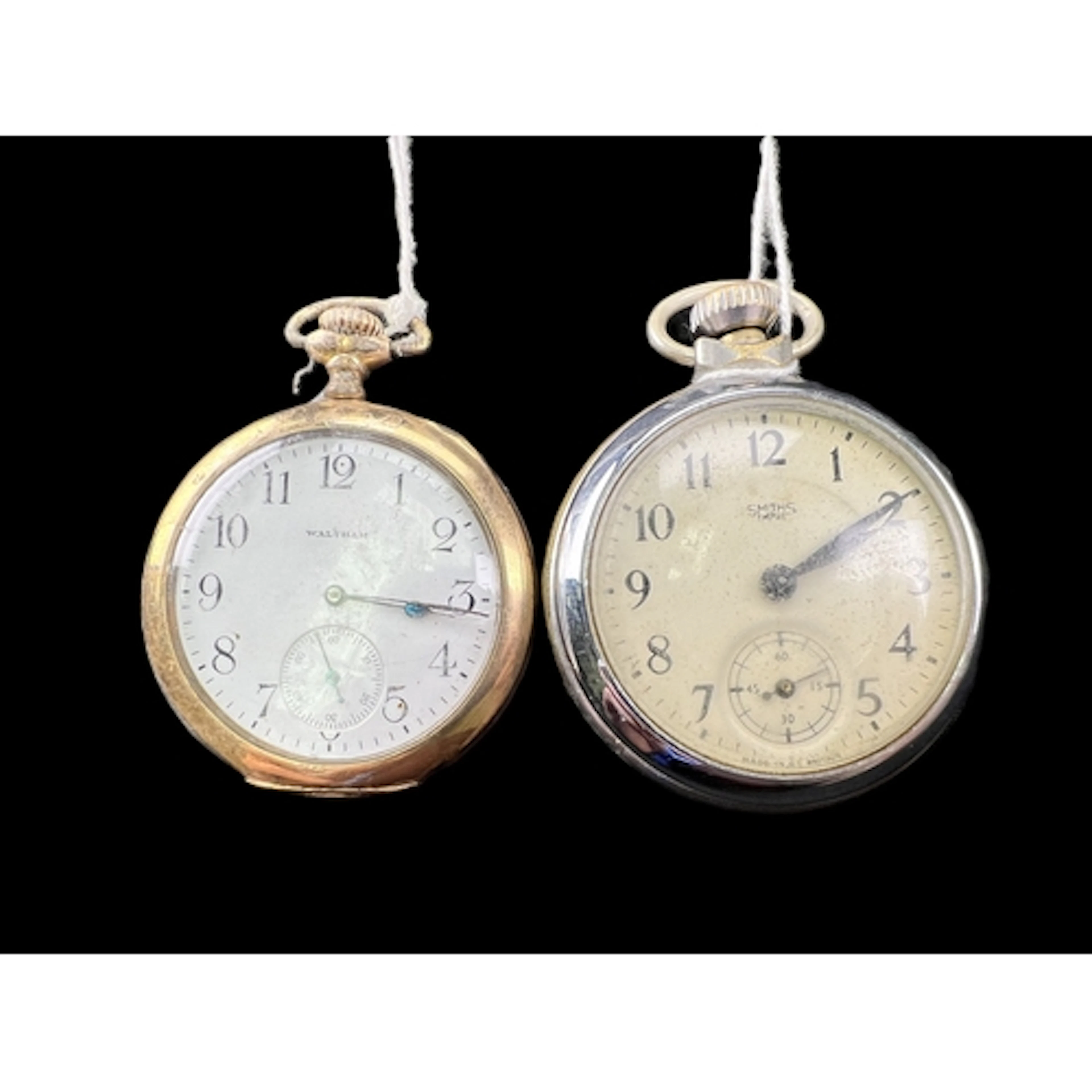 A chrome plated open faced keyless pocket watch Smiths Empir...