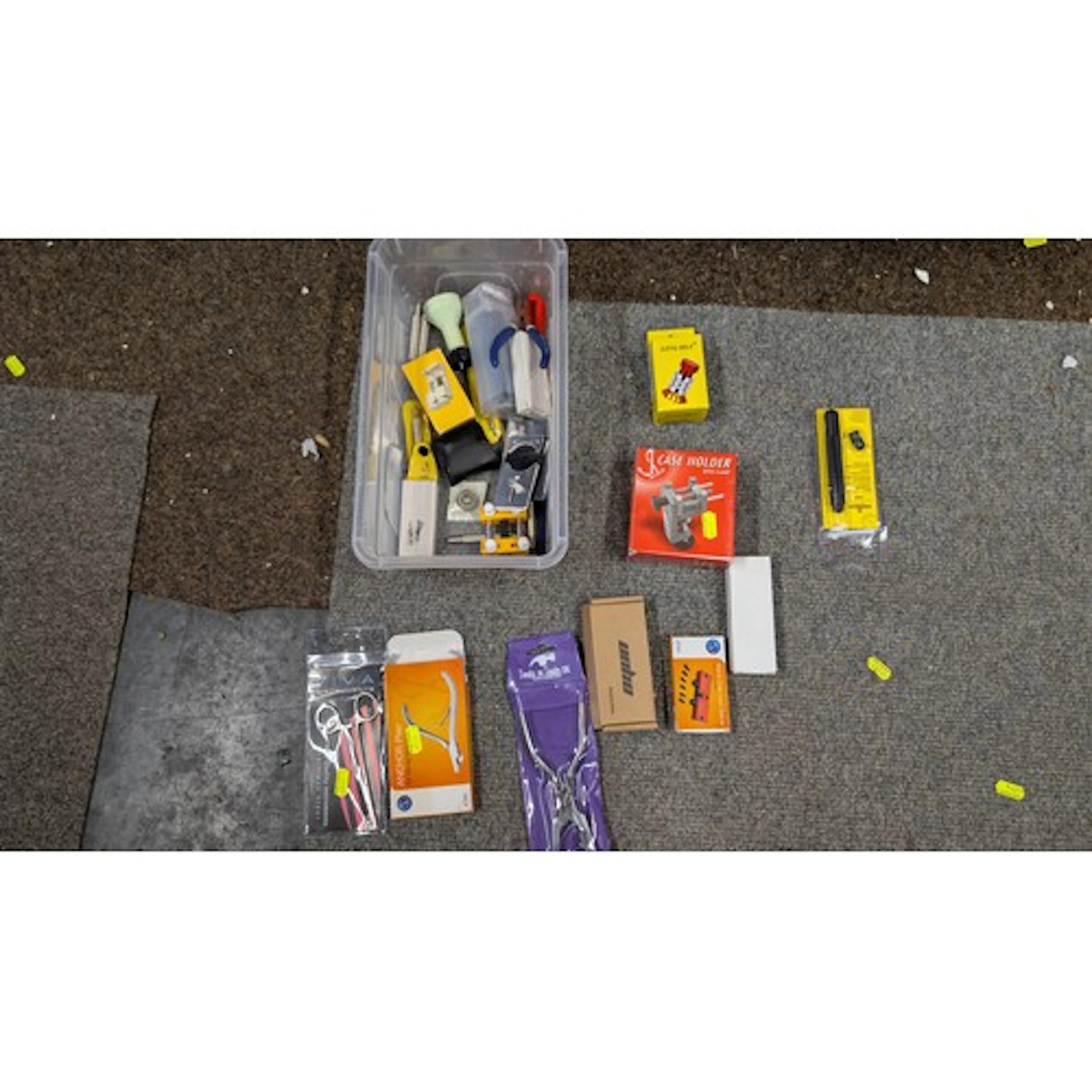 Various precision clamps and tools for watch repair.