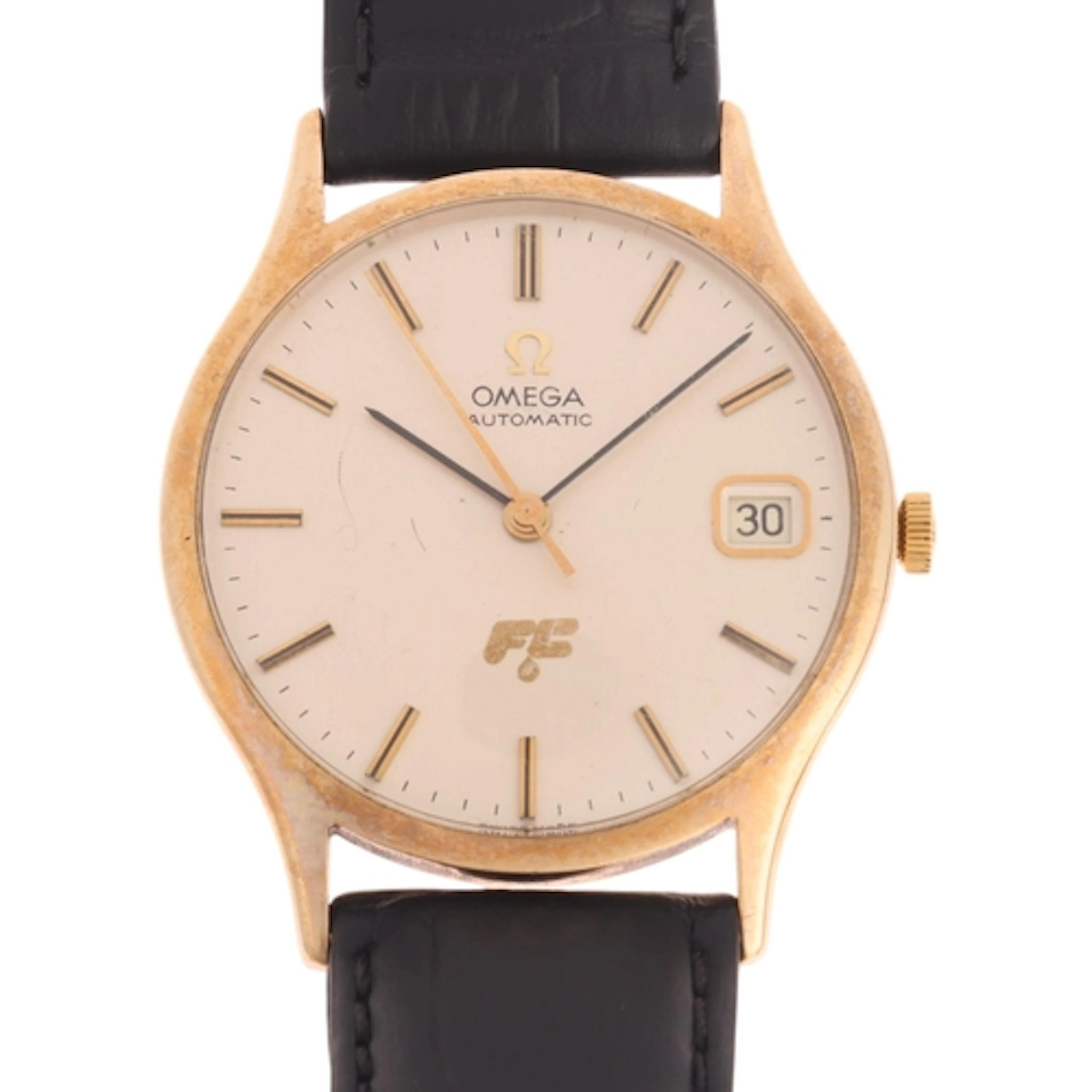 OMEGA - a Vintage 9ct gold automatic calendar wristwatch, re...