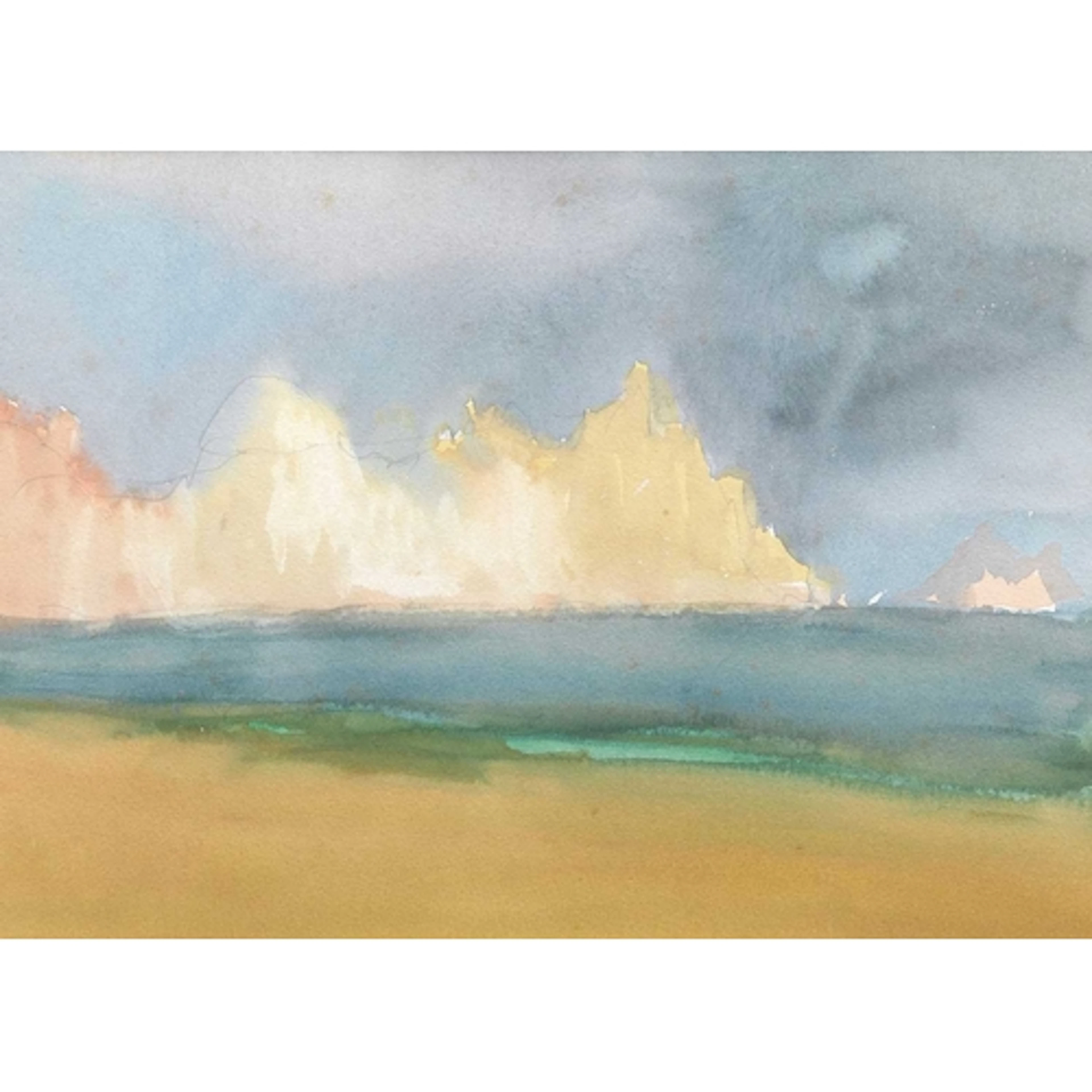 § John MILLER (1931-2002) Logan Rock, Treen Gouache, stamp ...