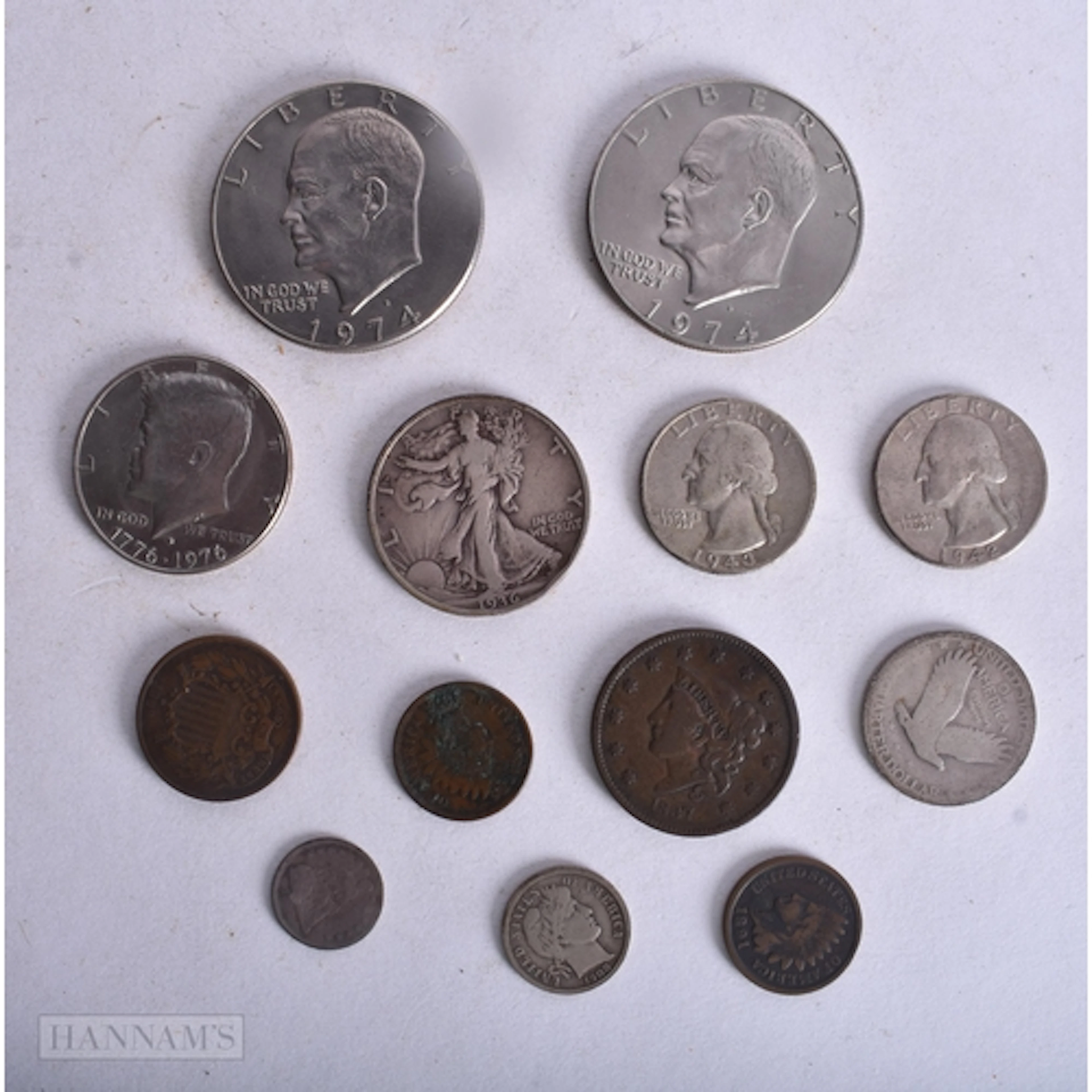 ASSORTED USA COINS including half dime 1857 & Liberty 1974 e...