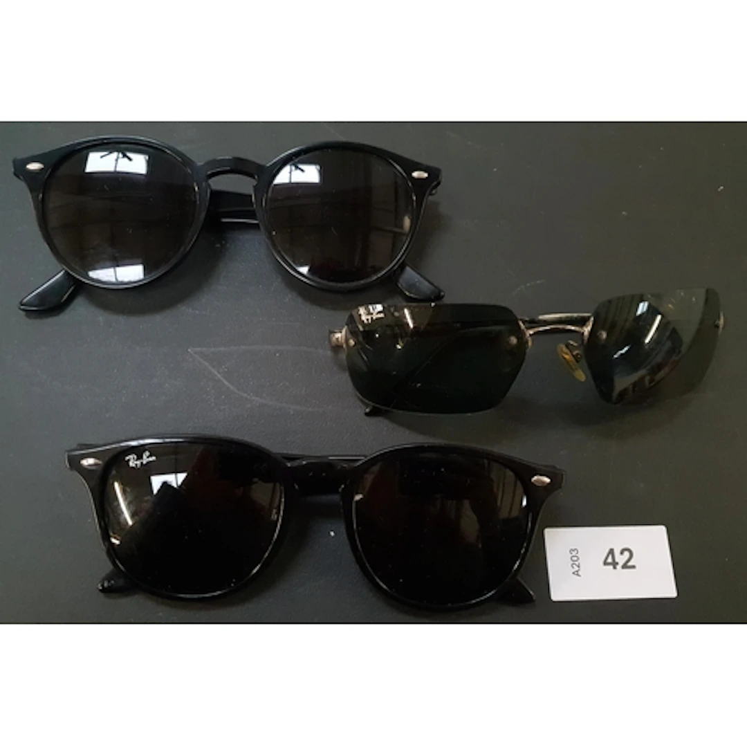 THREE PAIRS OF SUNGLASSES INC. RAY BAN RB 4259, RAY BAN RB 3...
