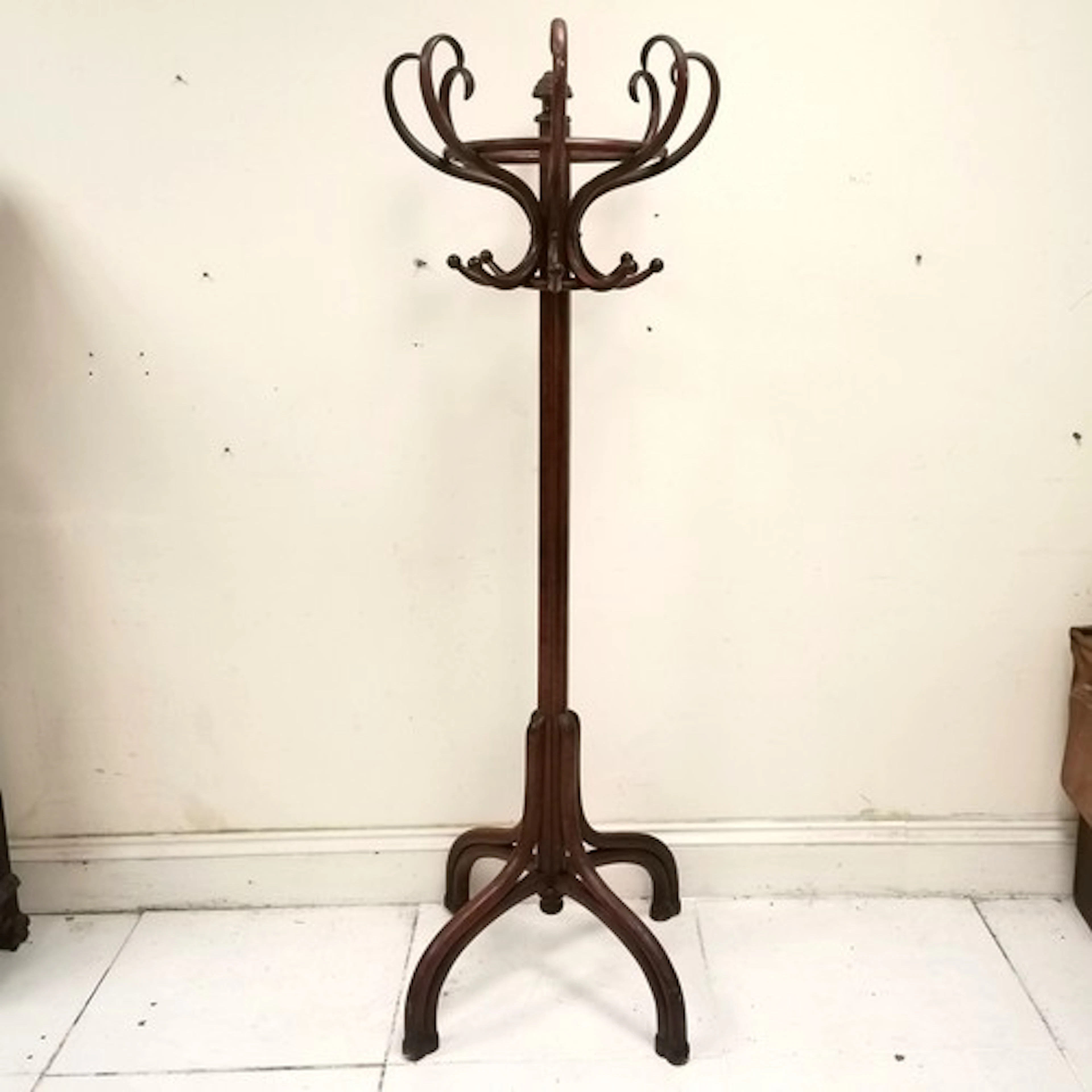Antique original Thonet bentwood hat/coat stand stamped to t...