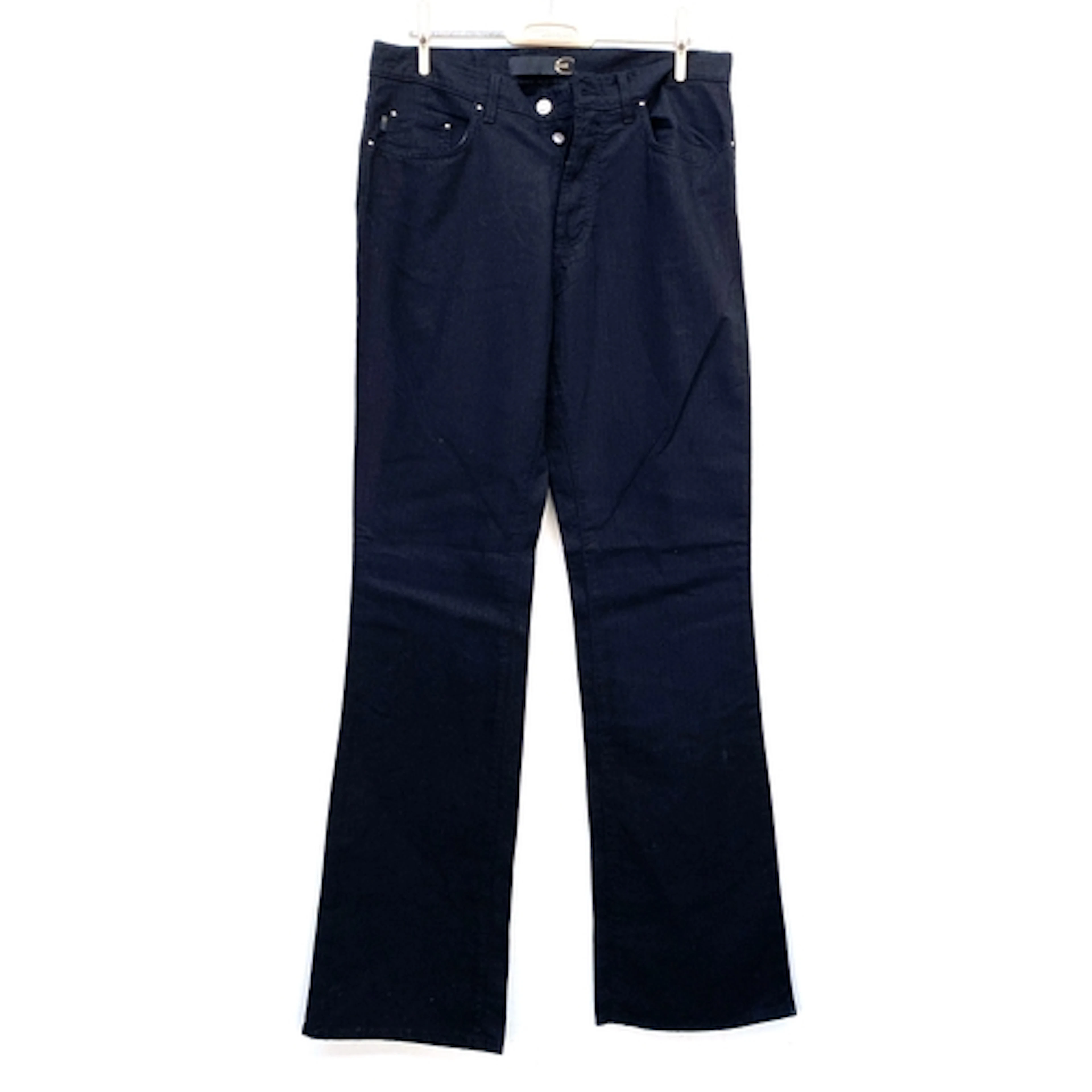 A pair of Roberto Cavalli white jeans with black embroidered...