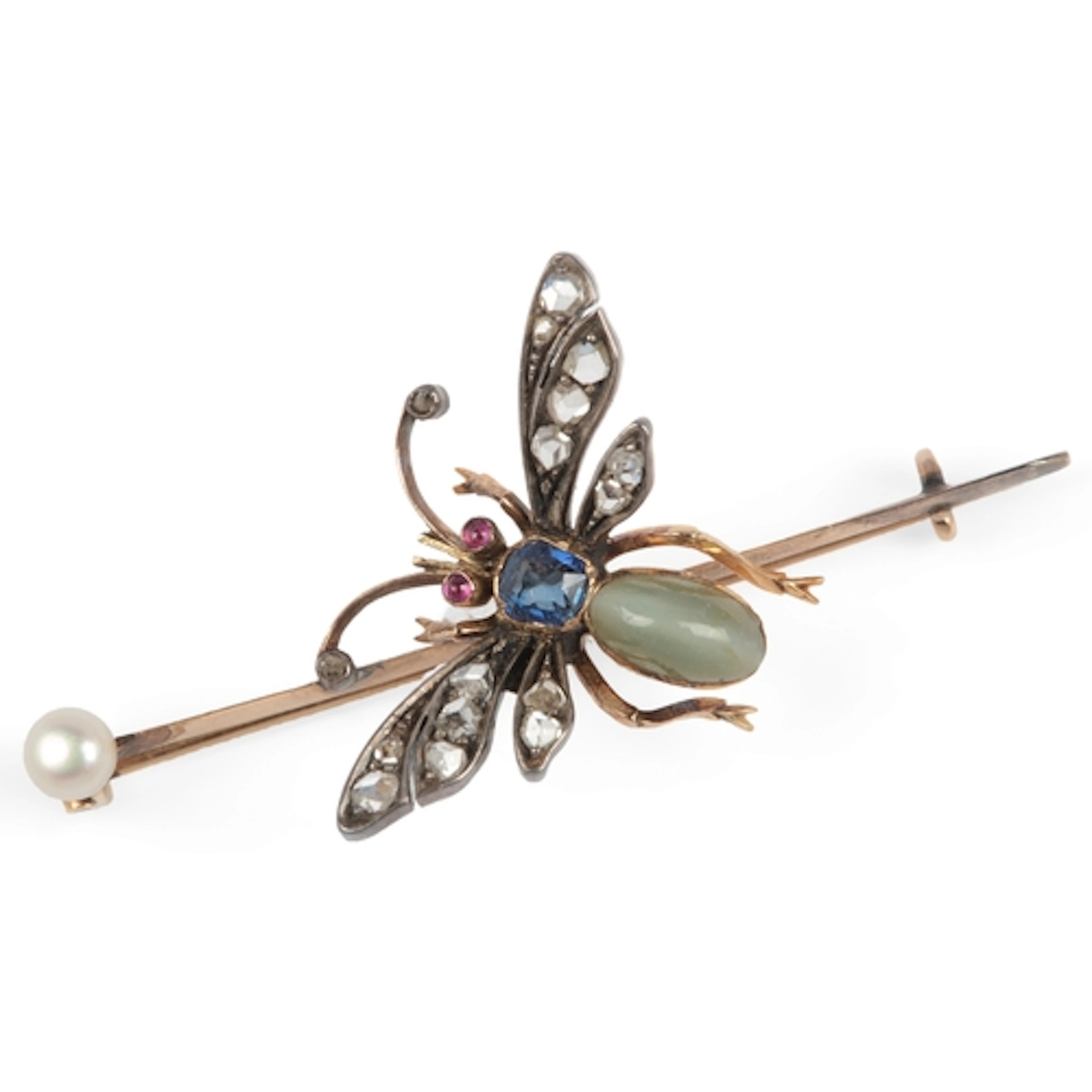 A gem-set and diamond brooch, early 20th century, designed a...