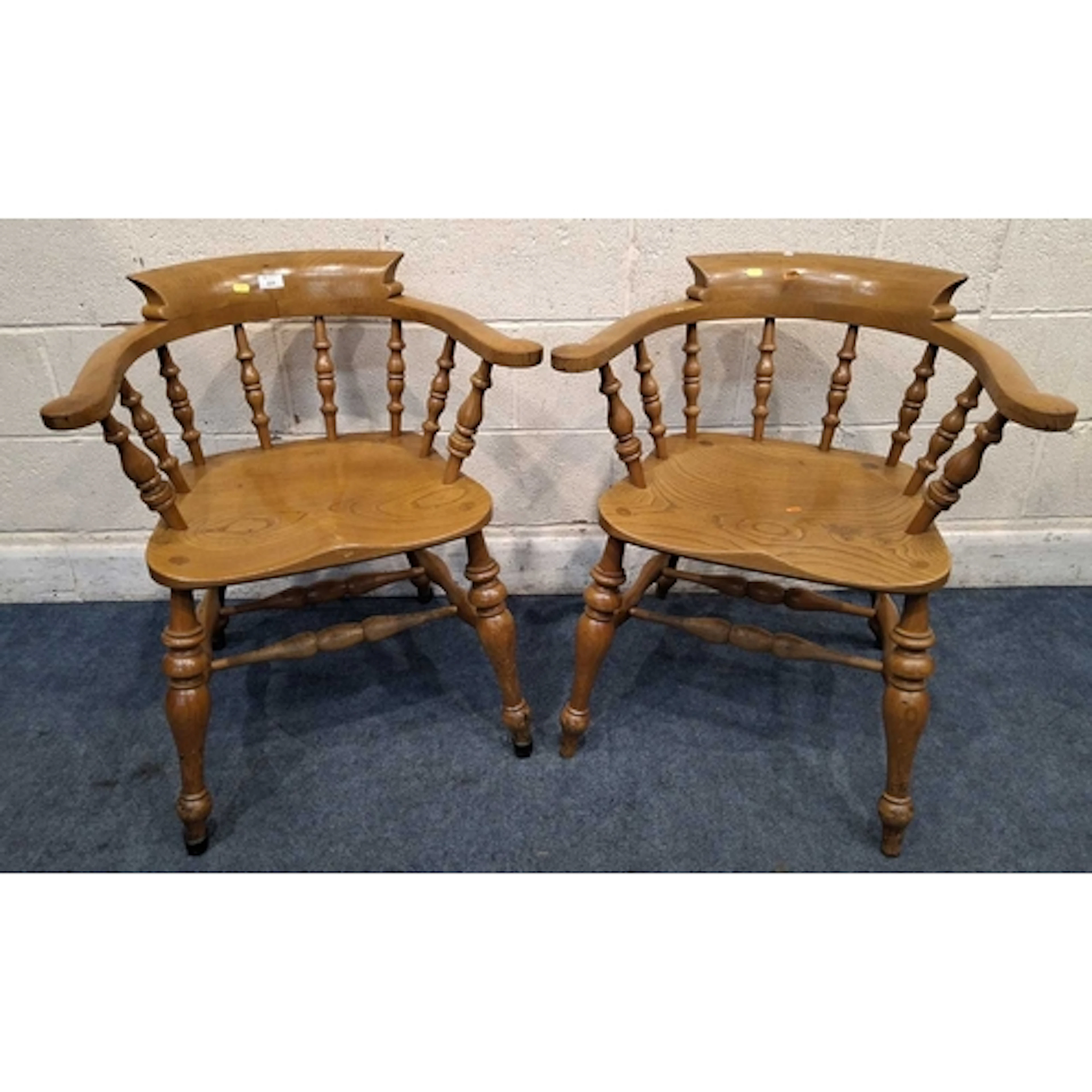 STEWART LINFORD, A PAIR OF BOW TOP SMOKERS / CAPTAINS CHAIRS...