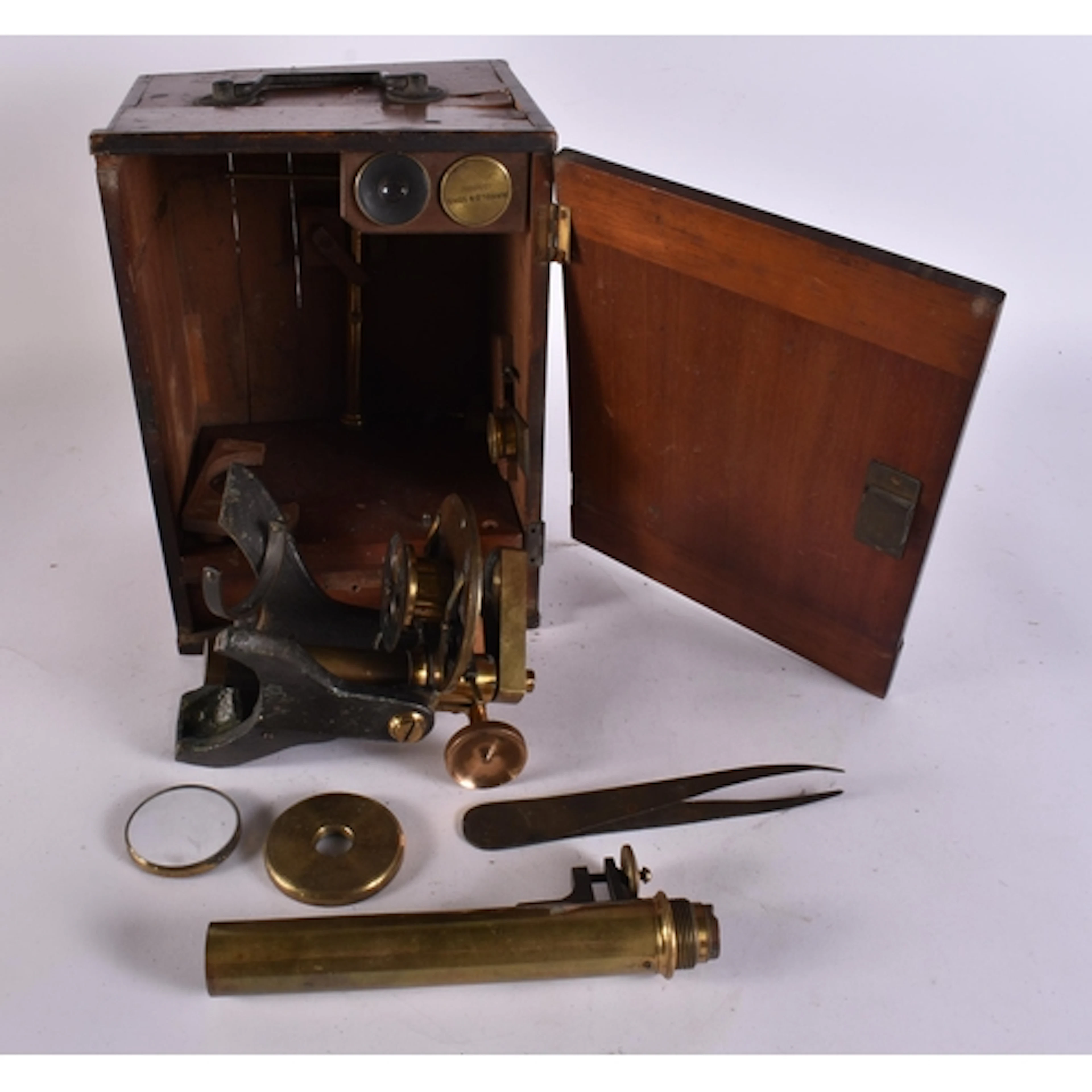 Arnold & Sons London Antique Brass Microscope In Wooden Box ...
