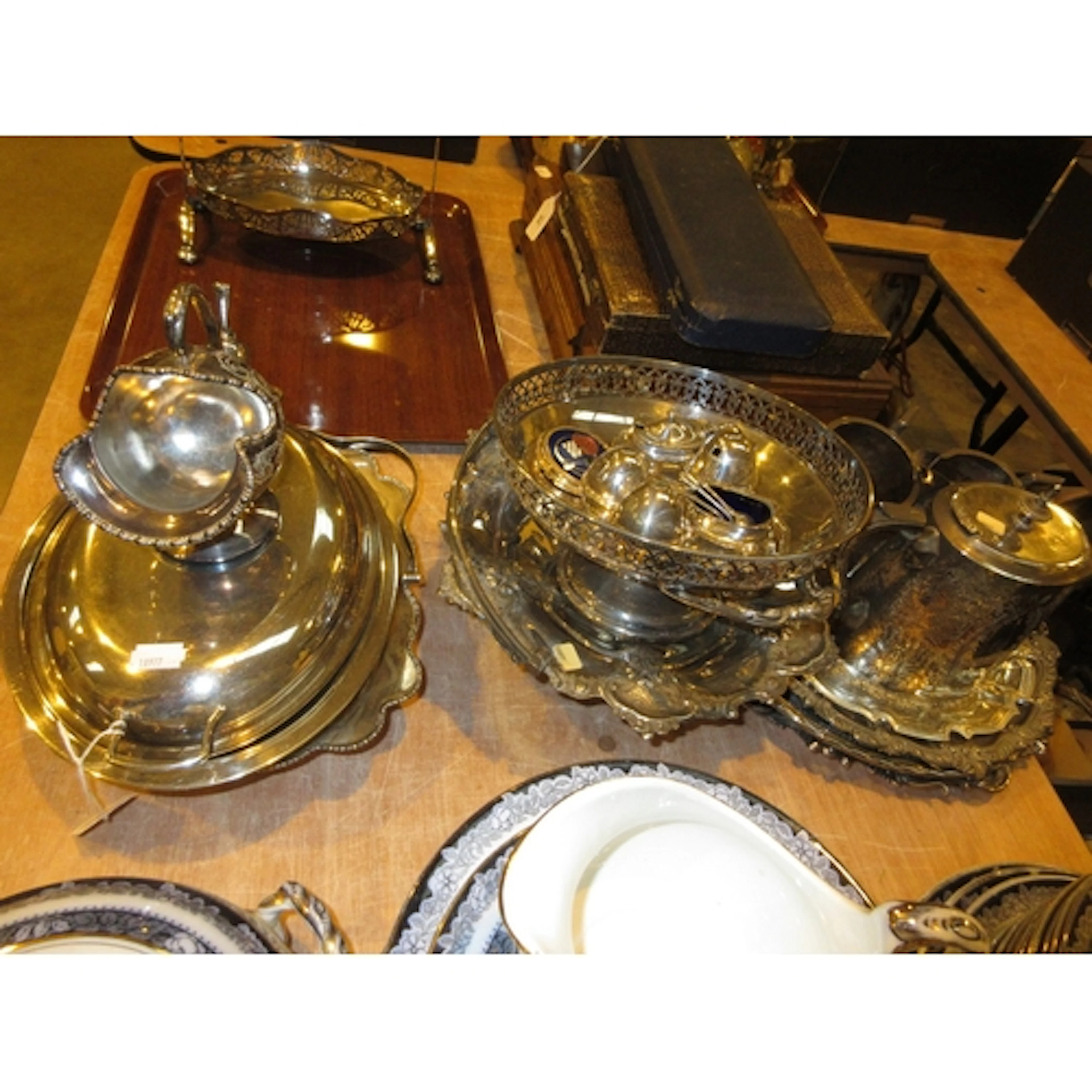 Silver Plated Salvers, Baskets, Entree Dish etc