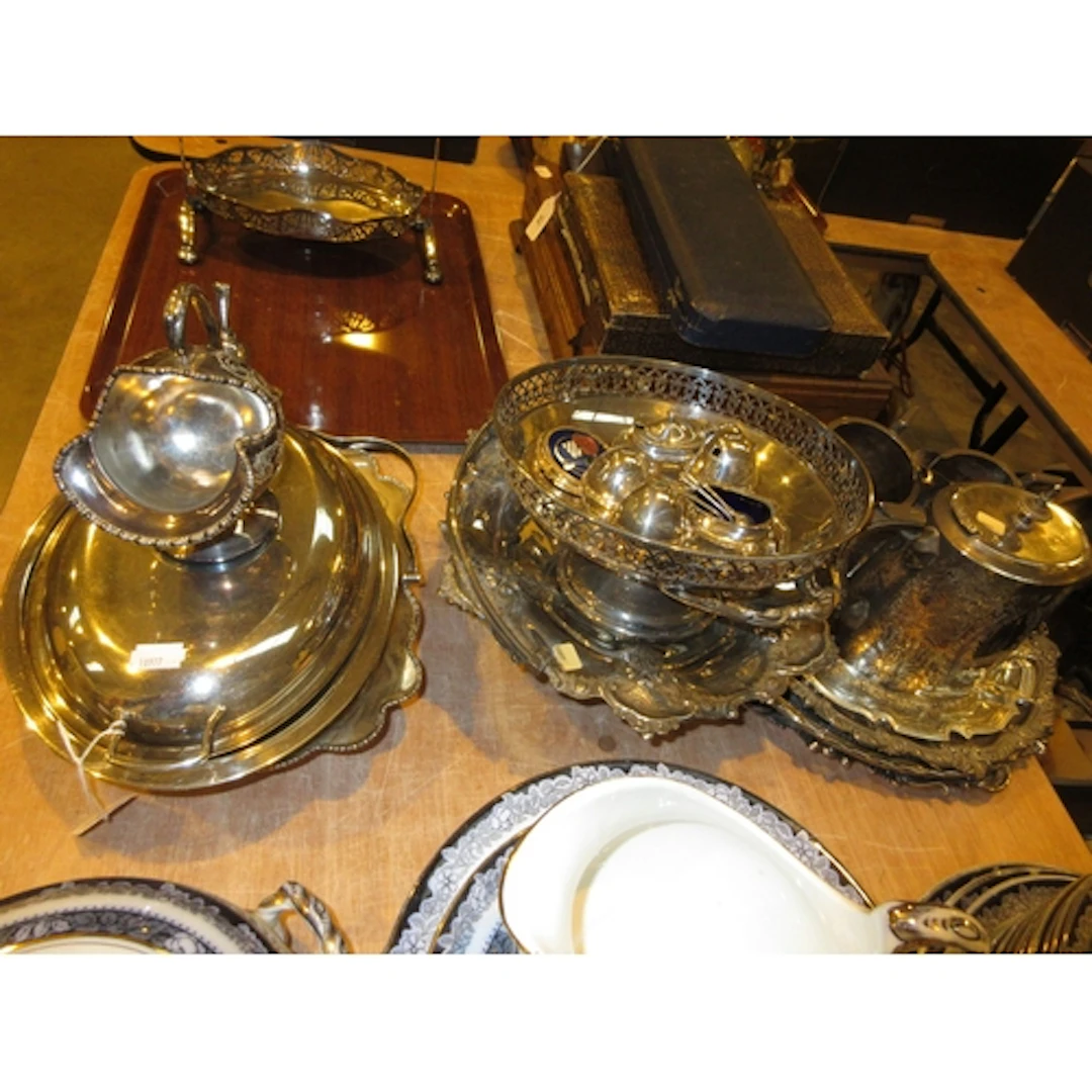 Silver Plated Salvers, Baskets, Entree Dish etc
